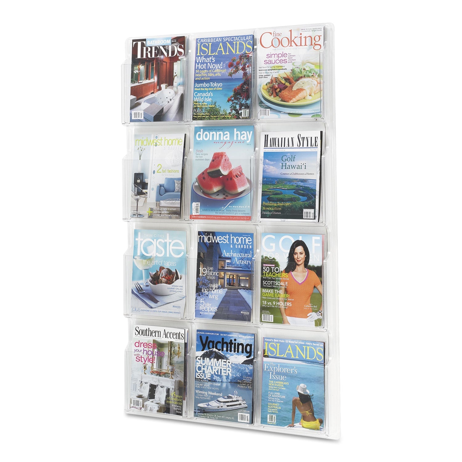 Safco Reveal Clear Literature Displays, 12 Compartments, 30w x 2d x 49h, Clear