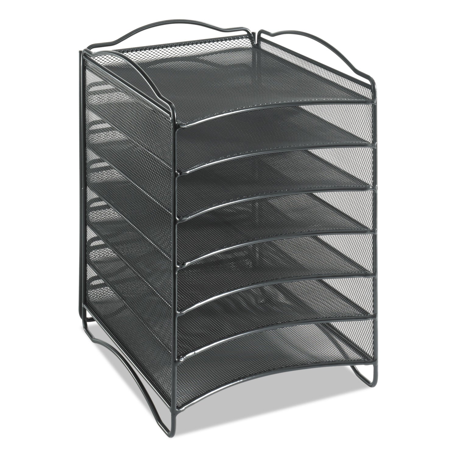 Safco Onyx Steel Mesh Lliterature Sorter, Six Compartments, 10.25 x 12.75 x 15.25, Black
