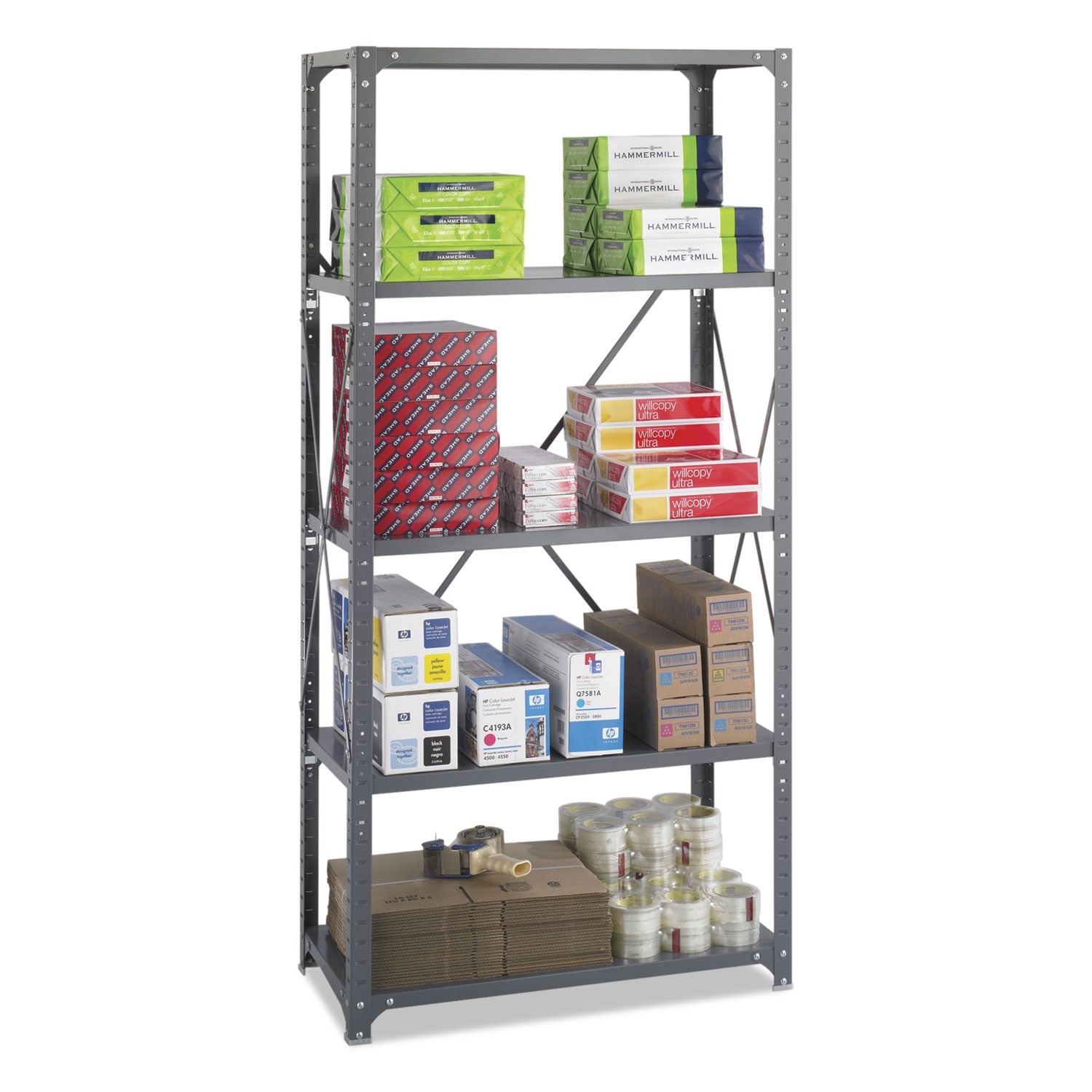 Safco Commercial Steel Shelving Unit, Five-Shelf, 36w x 18d x 75h, Dark Gray