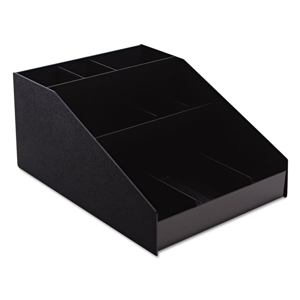 Vertiflex Horizontal Condiment Organizer, 9 Compartments, 12 x 16 x 7.5, Black