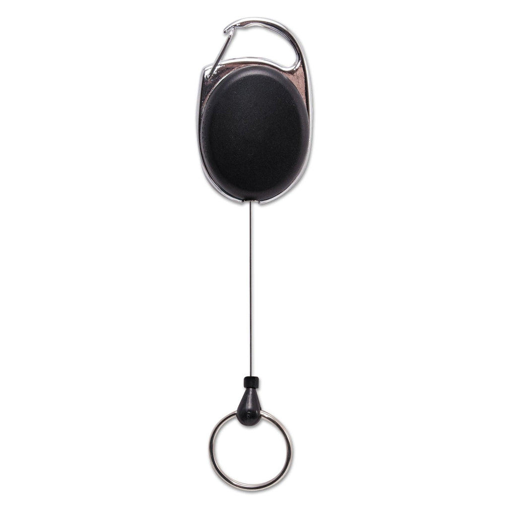 Advantus Carabiner-Style Retractable ID Card Reel, 30" Extension, Smoke, 6/Pack