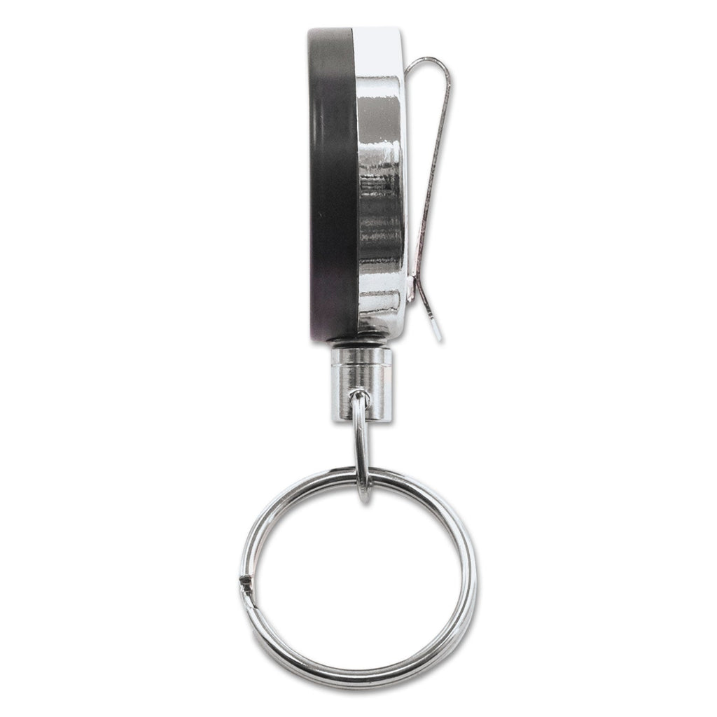 Advantus Heavy-Duty Retractable ID Card Reel, 18.5" Extension, Black/Chrome, 6/Pack
