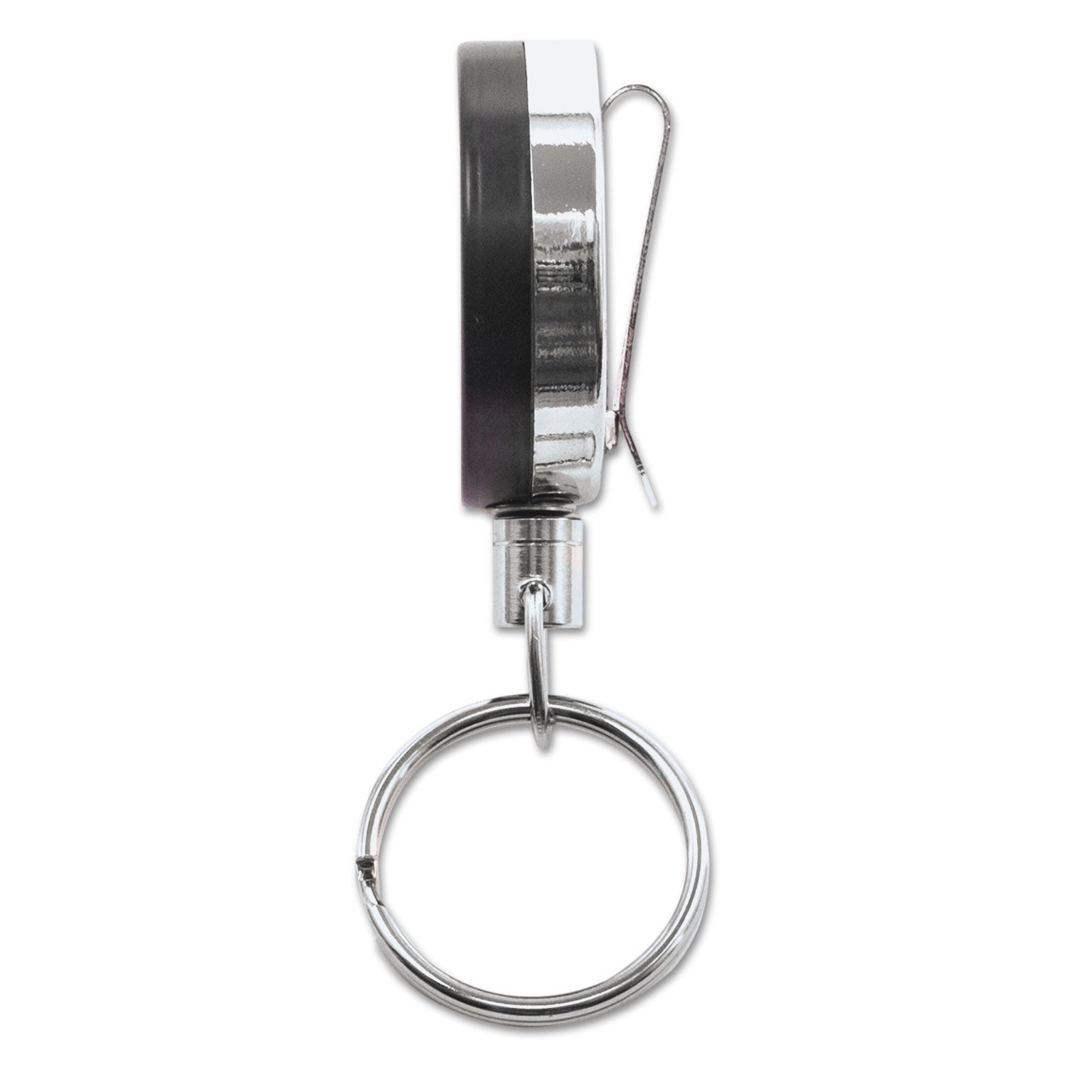 Advantus Heavy-Duty Retractable ID Card Reel, 18.5" Extension, Black/Chrome, 6/Pack