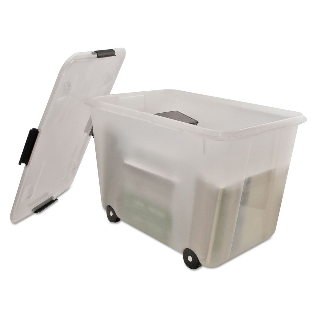 Advantus Rolling 15-Gal. Storage Box, Letter/Legal Files, 23.75" x 15.75" x 15.75", Clear