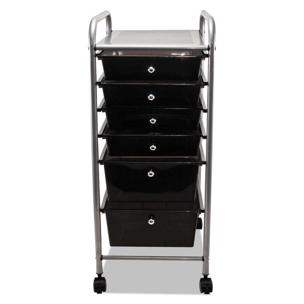 Advantus Portable Drawer Organizer, Metal, 1 Shelf, 6 Drawers, 13" x 15.38" x 32.13", Matte Gray/Smoke