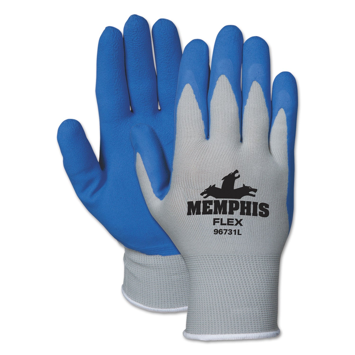 MCR Memphis Flex Seamless Nylon Knit Gloves, Large, Blue/Gray, Dozen