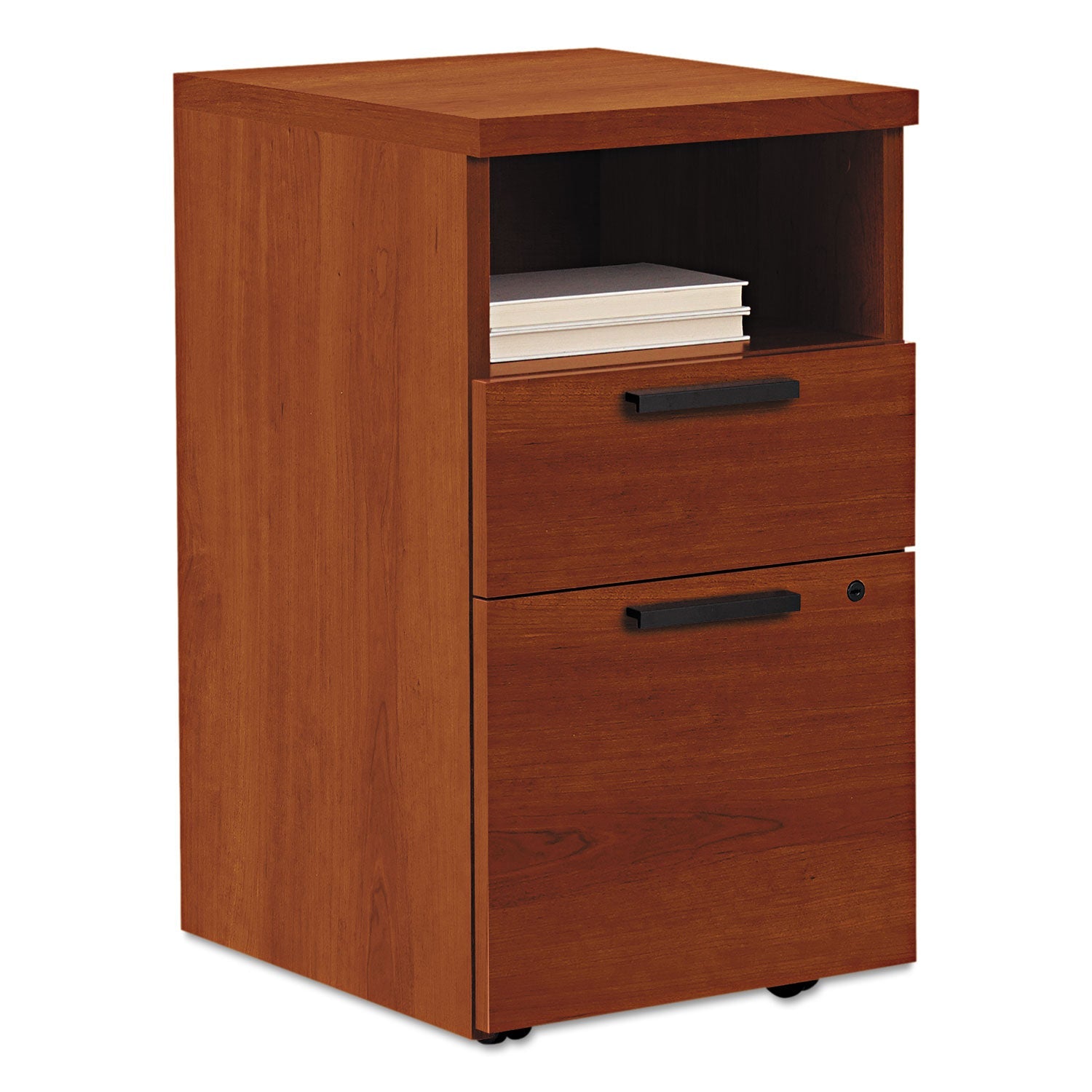 HON 10500 Series Mobile Pedestal File, Left or Right, 2-Drawers: Box/File, Legal/Letter, Cognac, 15.75" x 18.88" x 28"