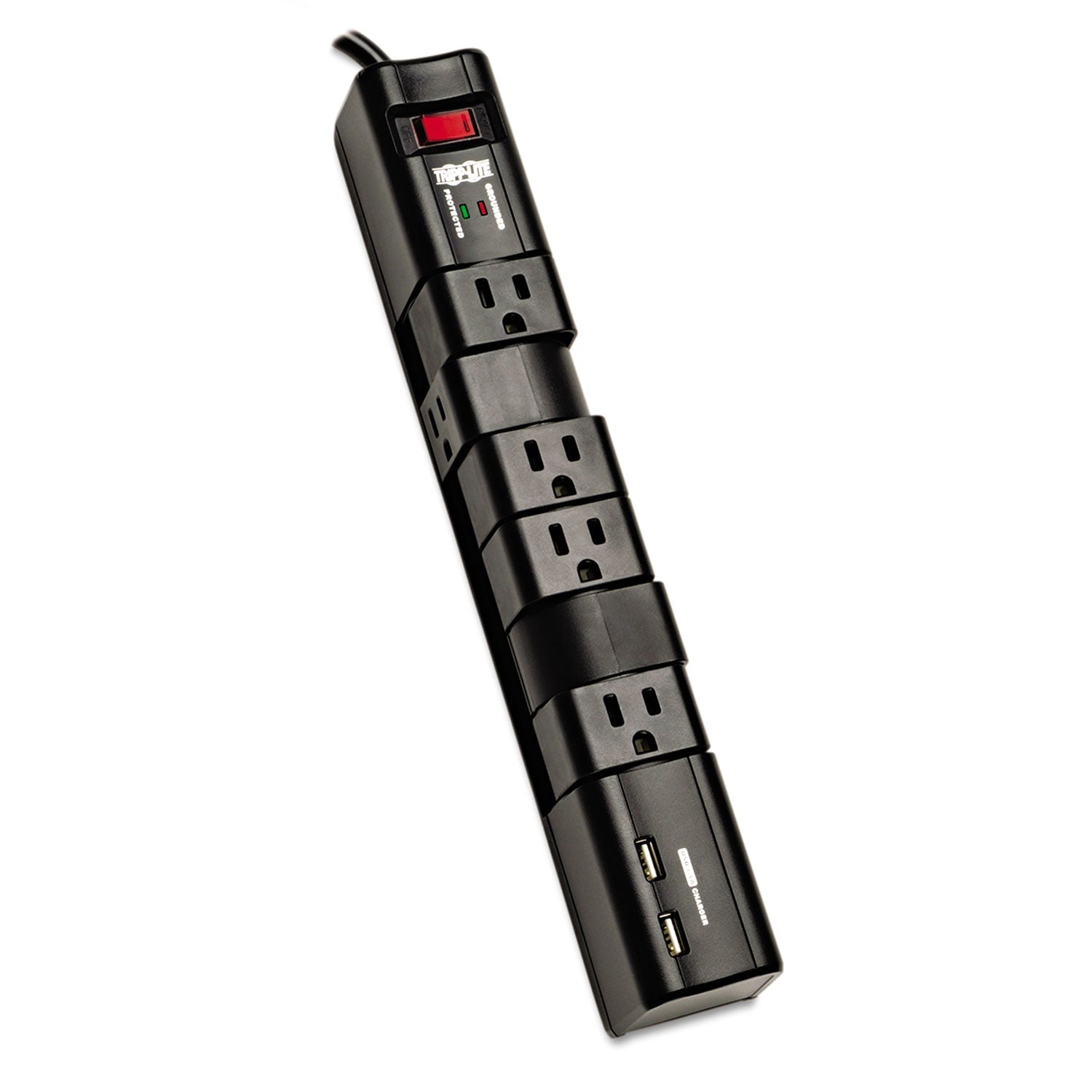 Tripp Lite Protect It! Surge Protector, 6 AC Outlets/2 USB Ports, 8 ft Cord, 1,080 J, Black