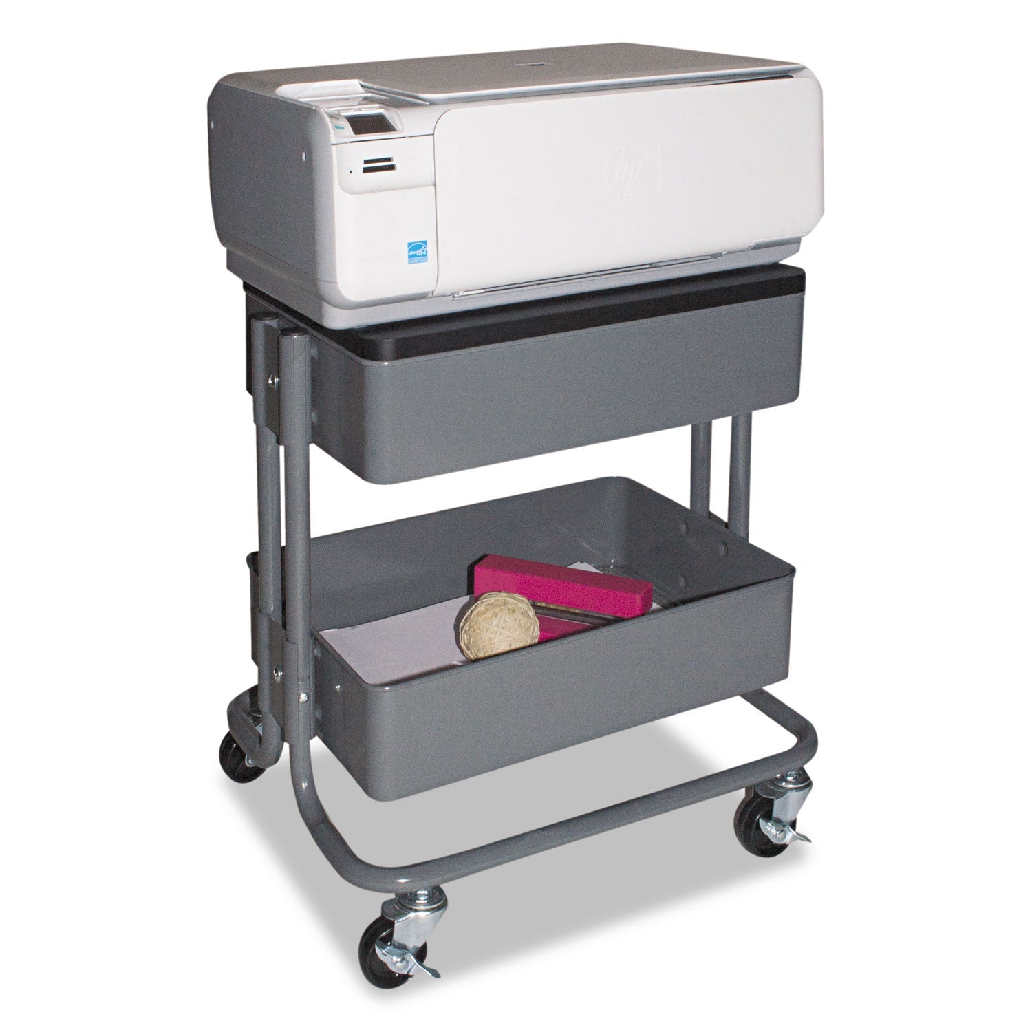 Vertiflex Adjustable Multi-Use Storage Cart and Stand-Up Workstation, 15.25" x 11" x 18.5" to 39", Gray
