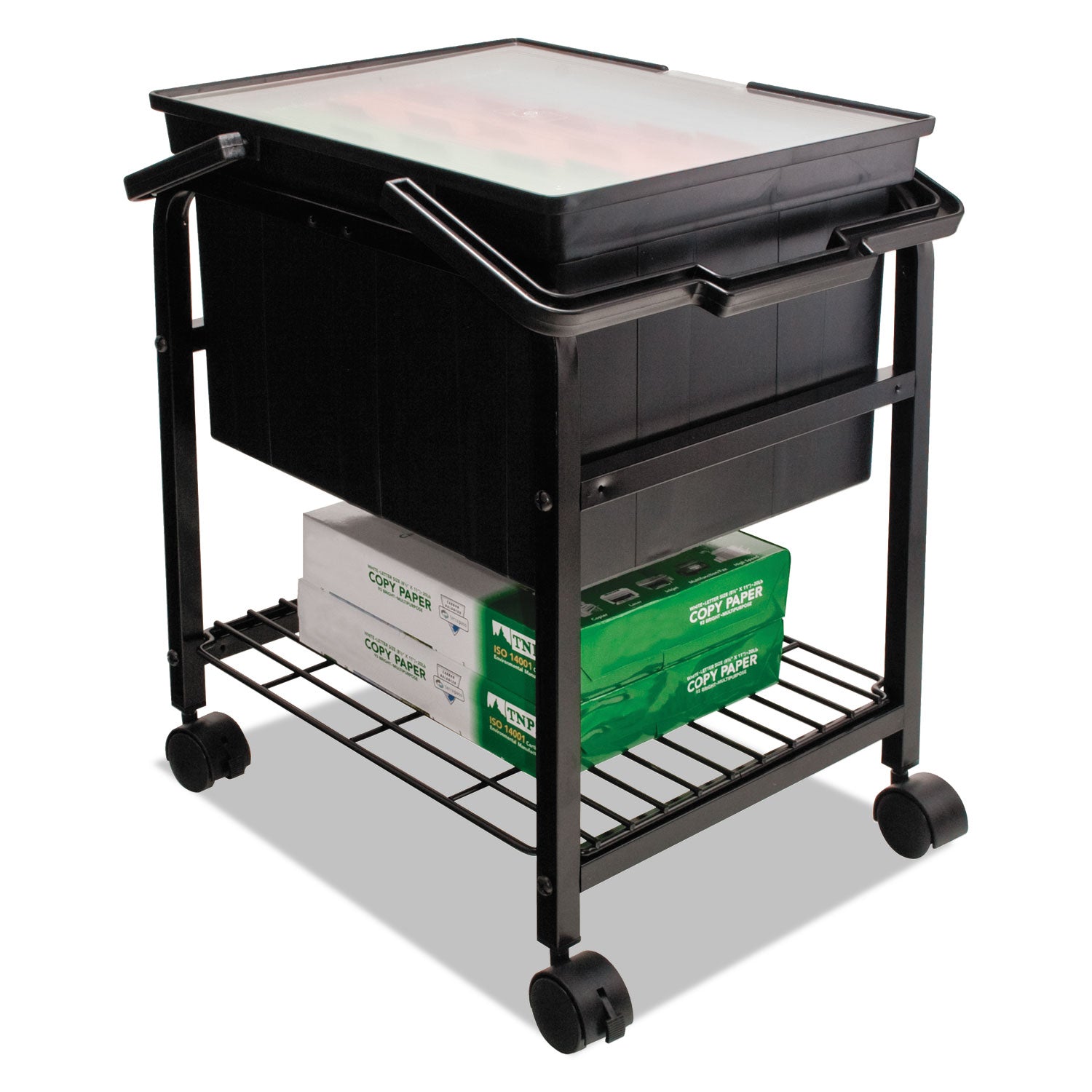 Advantus Heavy-Duty File Shuttle, Metal, 1 Shelf, 17.13" x 14.25" x 20", Black