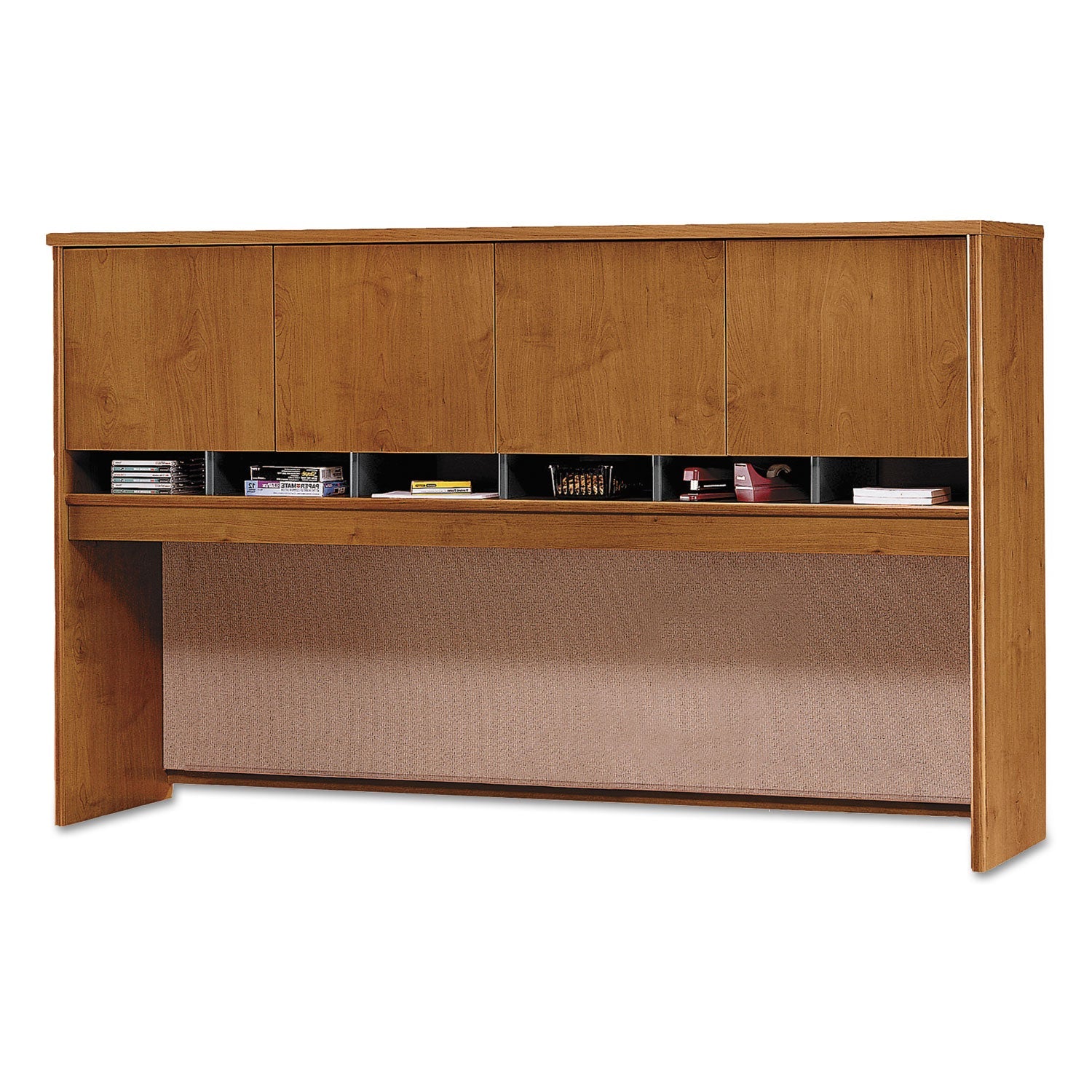 Bush Series C Collection 4 Door 72W Hutch, Box 2 of 2, 71.13w x 15.38d x 43.13h, Natural Cherry/Graphite Gray