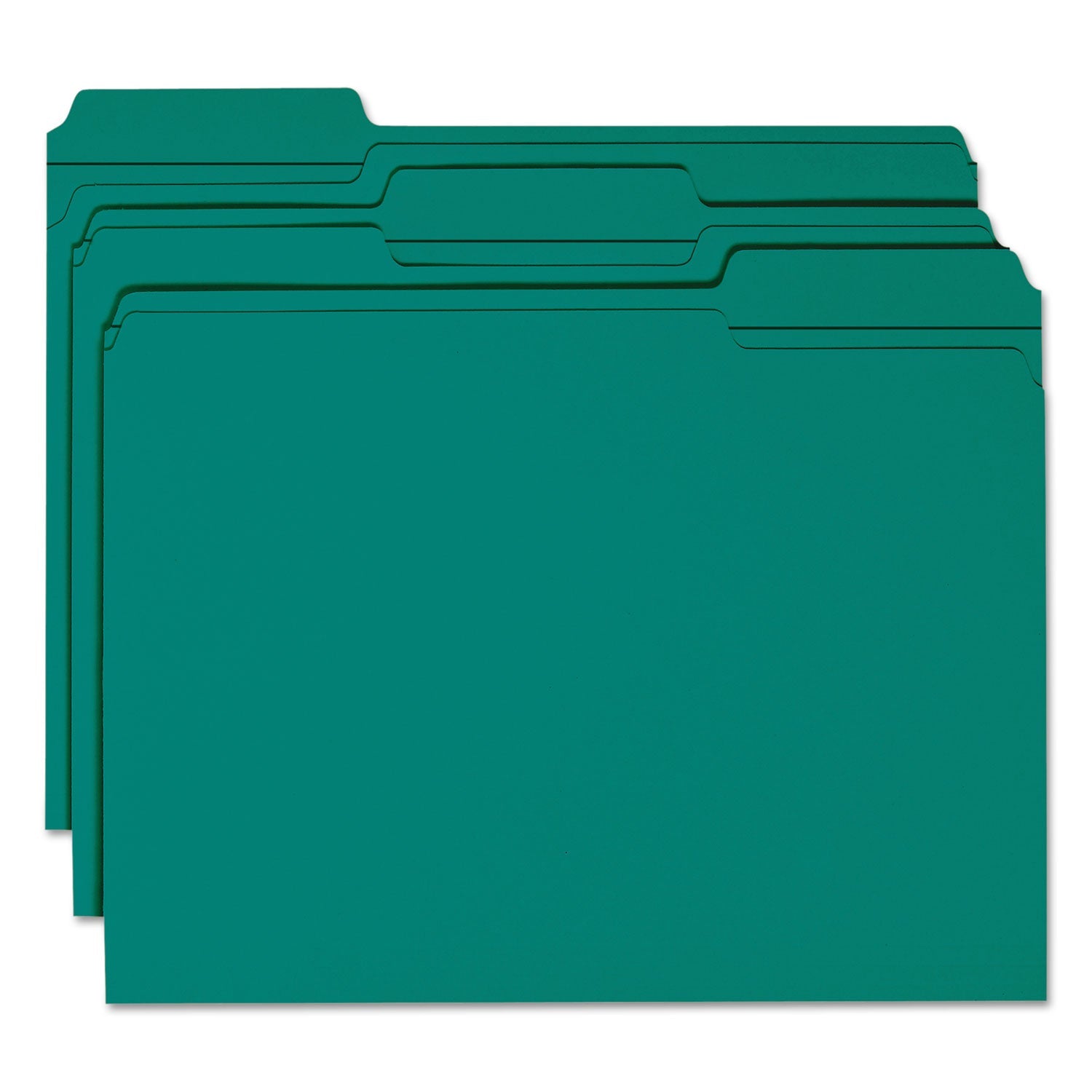 Smead Reinforced Top Tab Colored File Folders, 1/3-Cut Tabs: Assorted, Letter Size, 0.75" Expansion, Teal, 100/Box