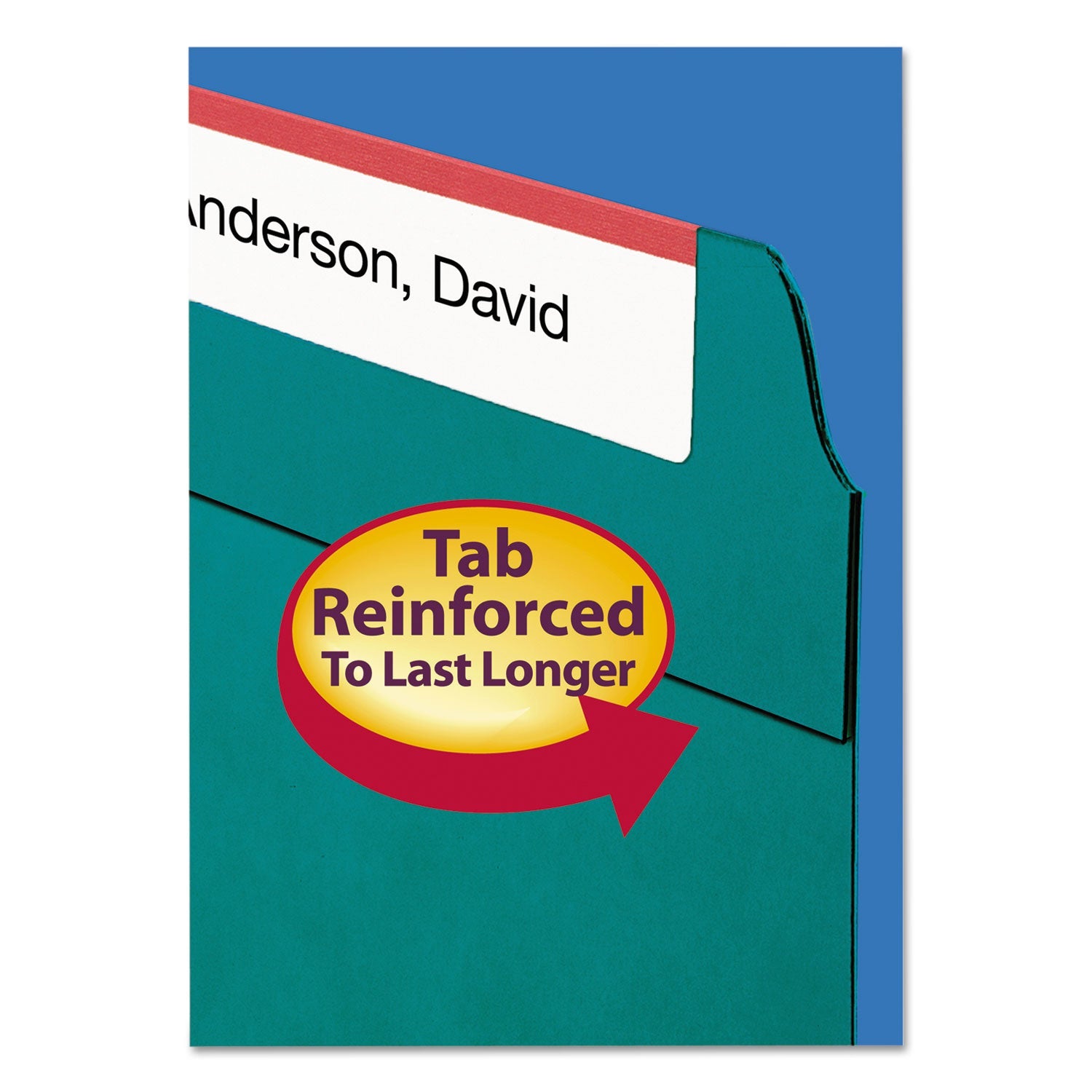 Smead Reinforced Top Tab Colored File Folders, 1/3-Cut Tabs: Assorted, Letter Size, 0.75" Expansion, Teal, 100/Box