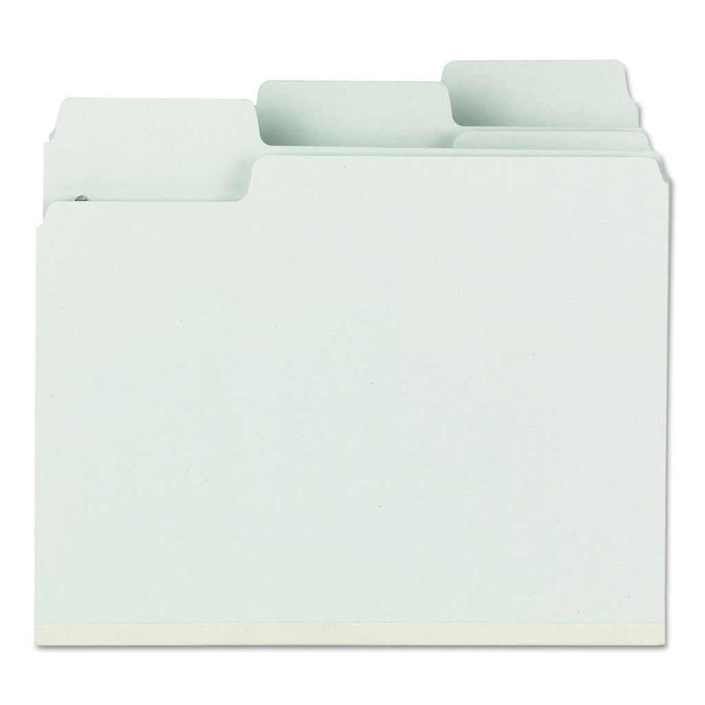 Smead SuperTab Pressboard Fastener Folders with SafeSHIELD Coated Fasteners, 2 Fasteners, Letter Size, Gray-Green Exterior, 25/Box