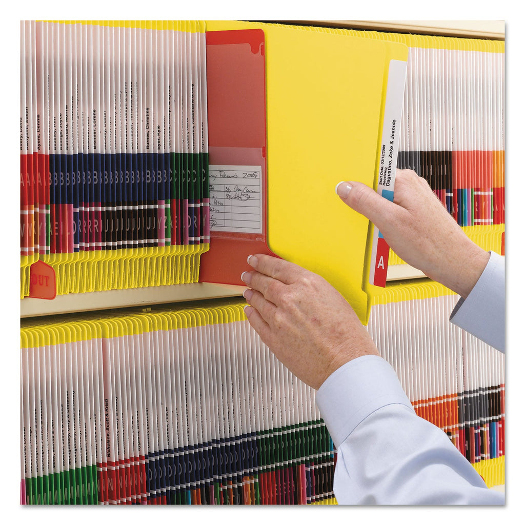 Smead WaterShed CutLess End Tab Fastener Folders, 2 Fasteners, Letter Size, Yellow Exterior, 50/Box