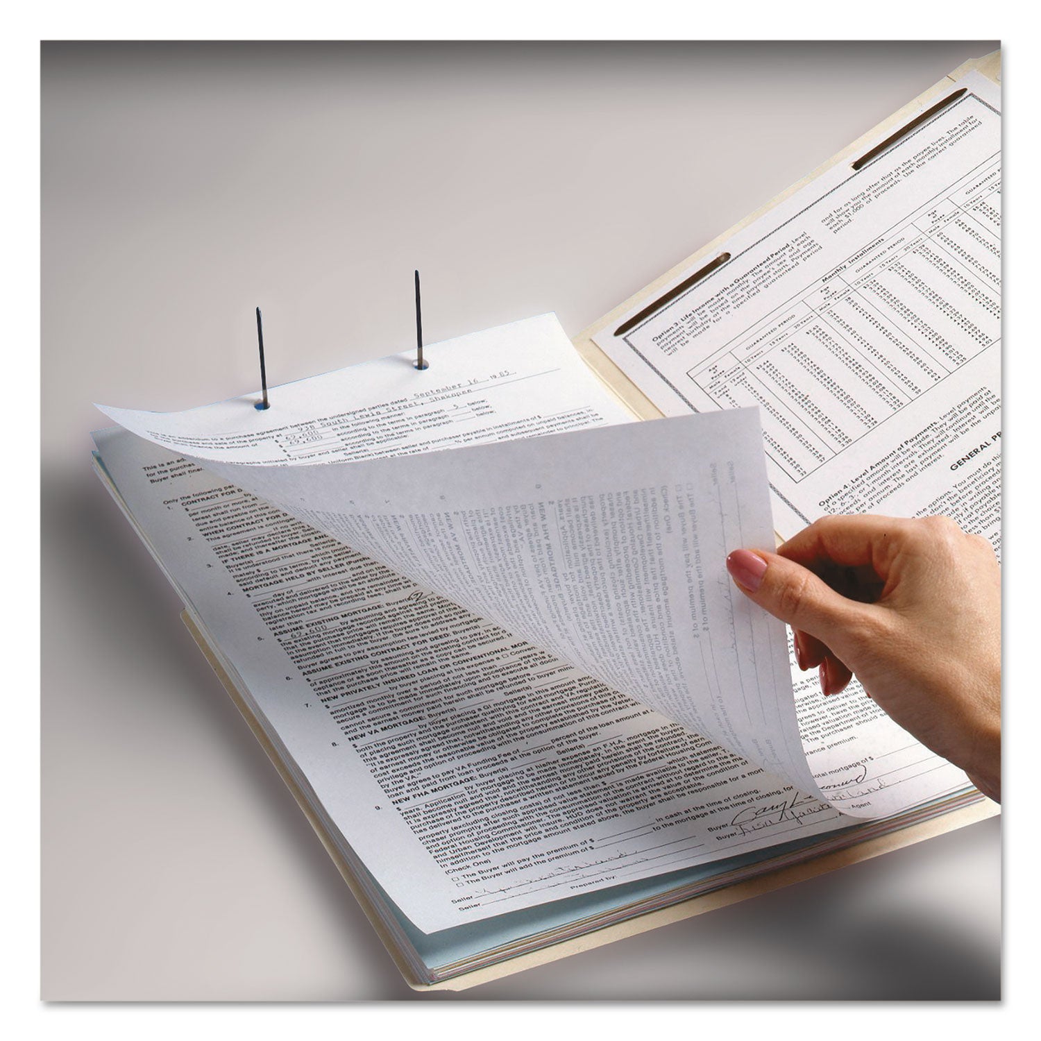Smead Top Tab Fastener Folders, Guide-Height 2/5-Cut Tabs: Right of Center, 2 Fasteners, Legal Size, 11-pt Manila Exterior, 50/Box