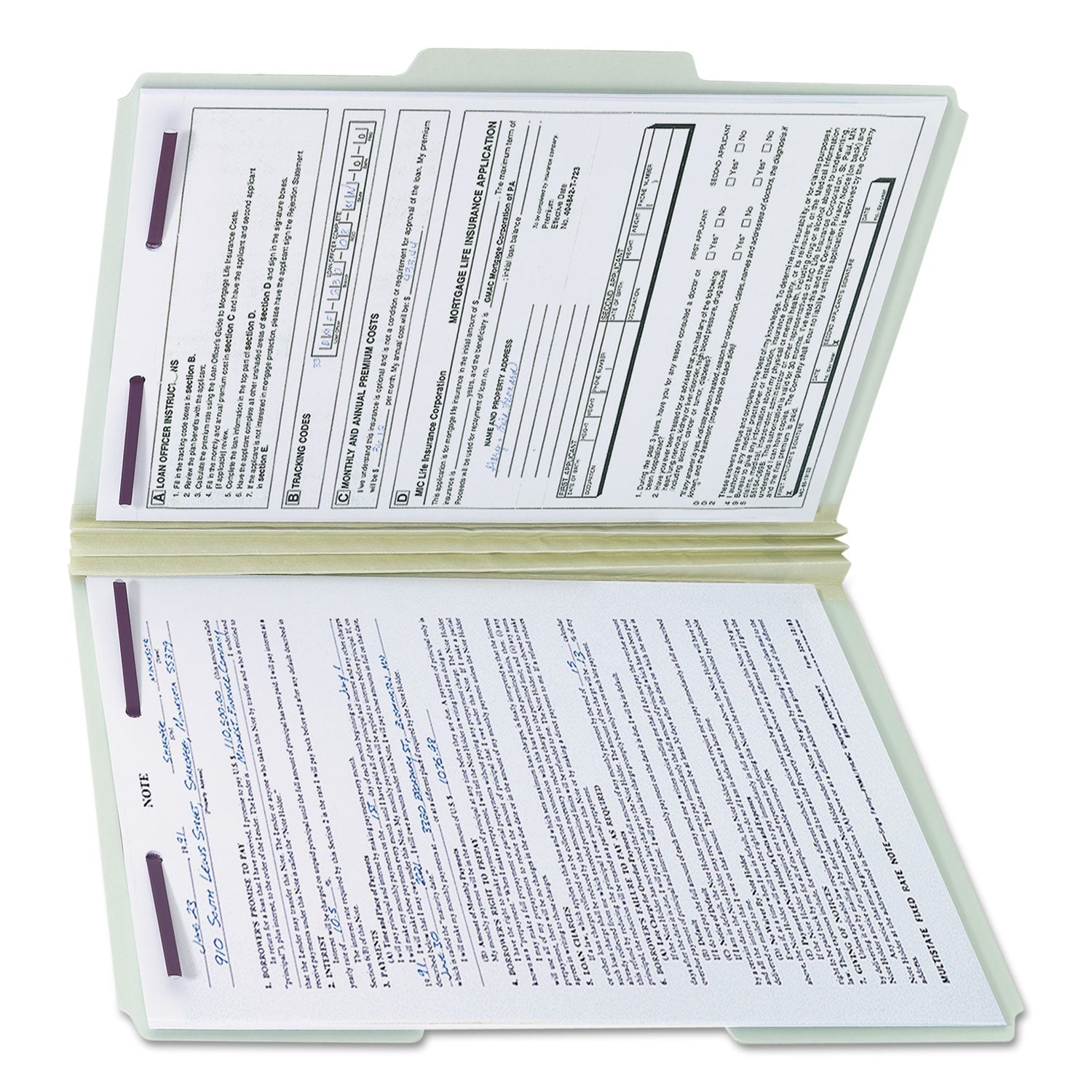Smead Recycled Pressboard Folders with Two SafeSHIELD Coated Fasteners, 3" Expansion, 1/3-Cut Tabs, Legal Size, Gray-Green, 25/Box