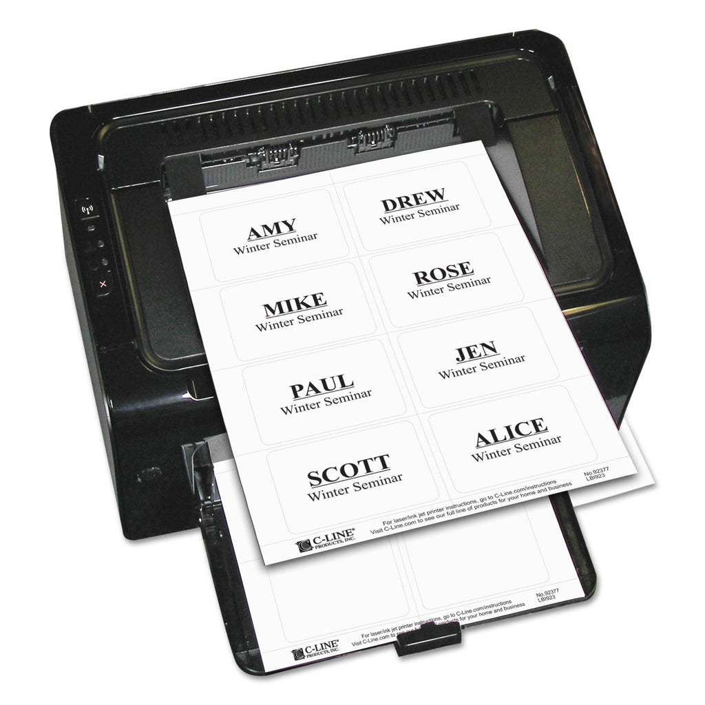 C-Line Laser Printer Name Badges, 3 3/8 x 2 1/3, White, 200/Box