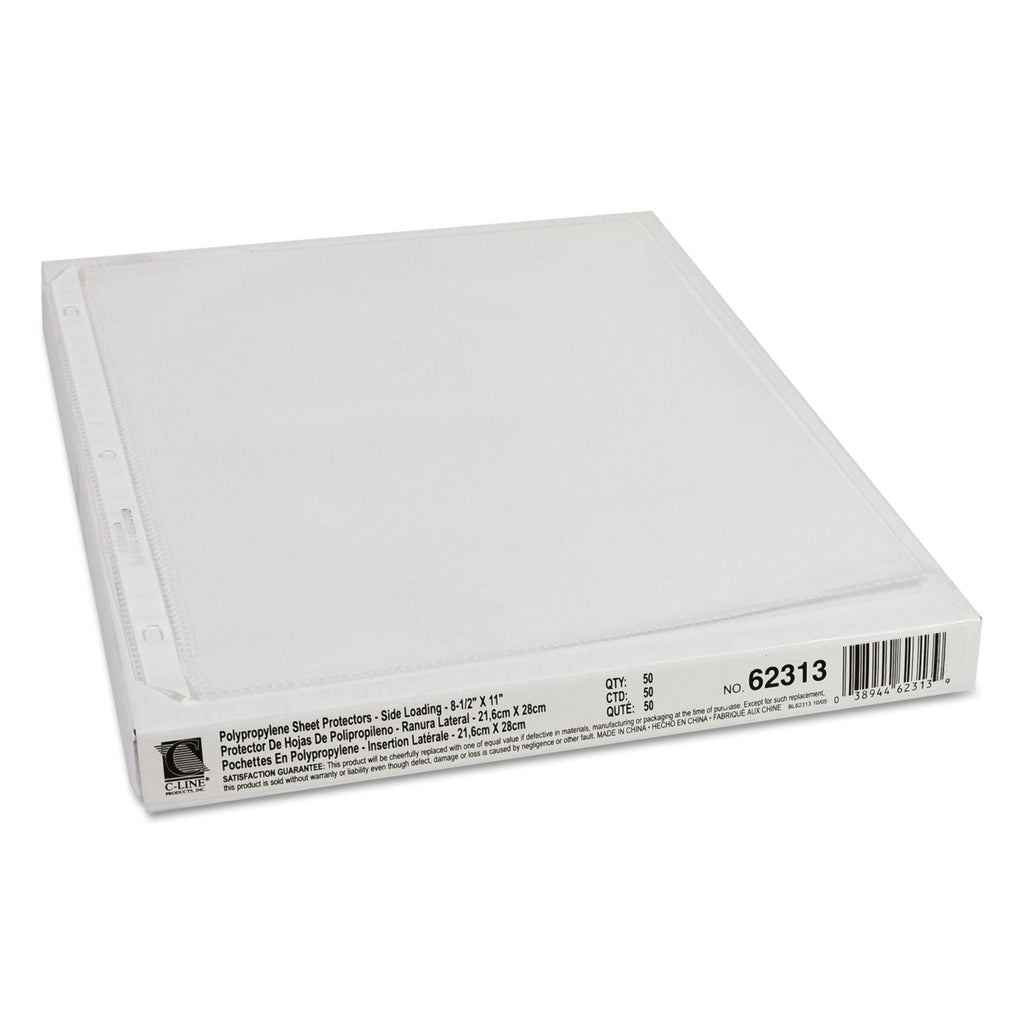 C-Line Side Loading Polypropylene Sheet Protectors, Clear, 2", 11 x 8.5, 50/Box