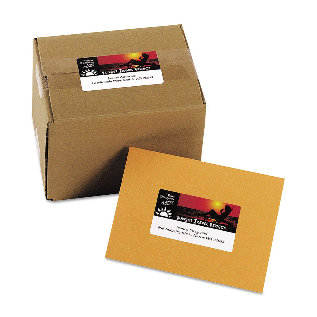 Avery Vibrant Laser Color-Print Labels w/ Sure Feed, 2 x 3.75, White, 200/PK