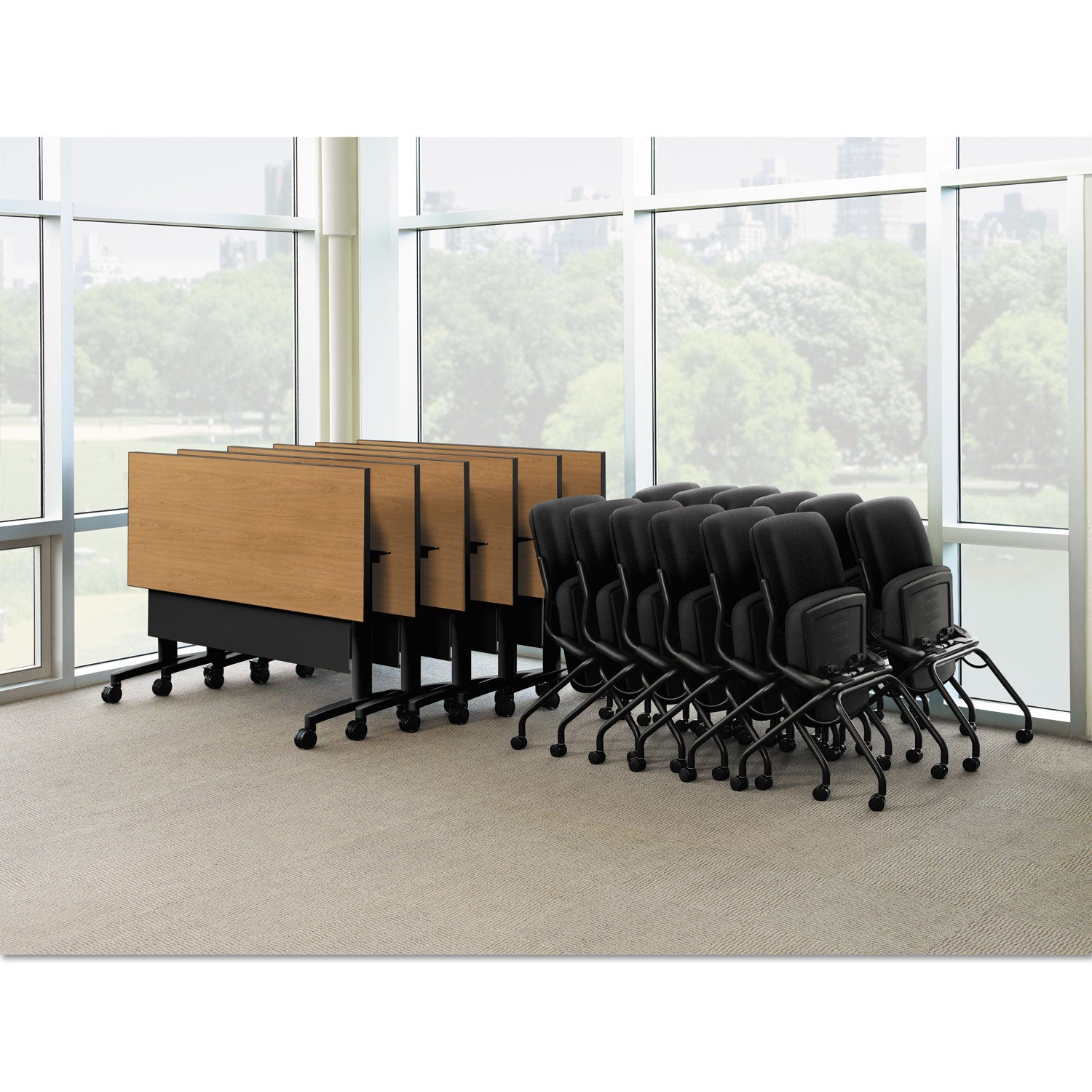 HON Motivate Nesting/Stacking Flex-Back Chair, Supports Up to 300 lb, Onyx Seat, Black Back, Platinum Base