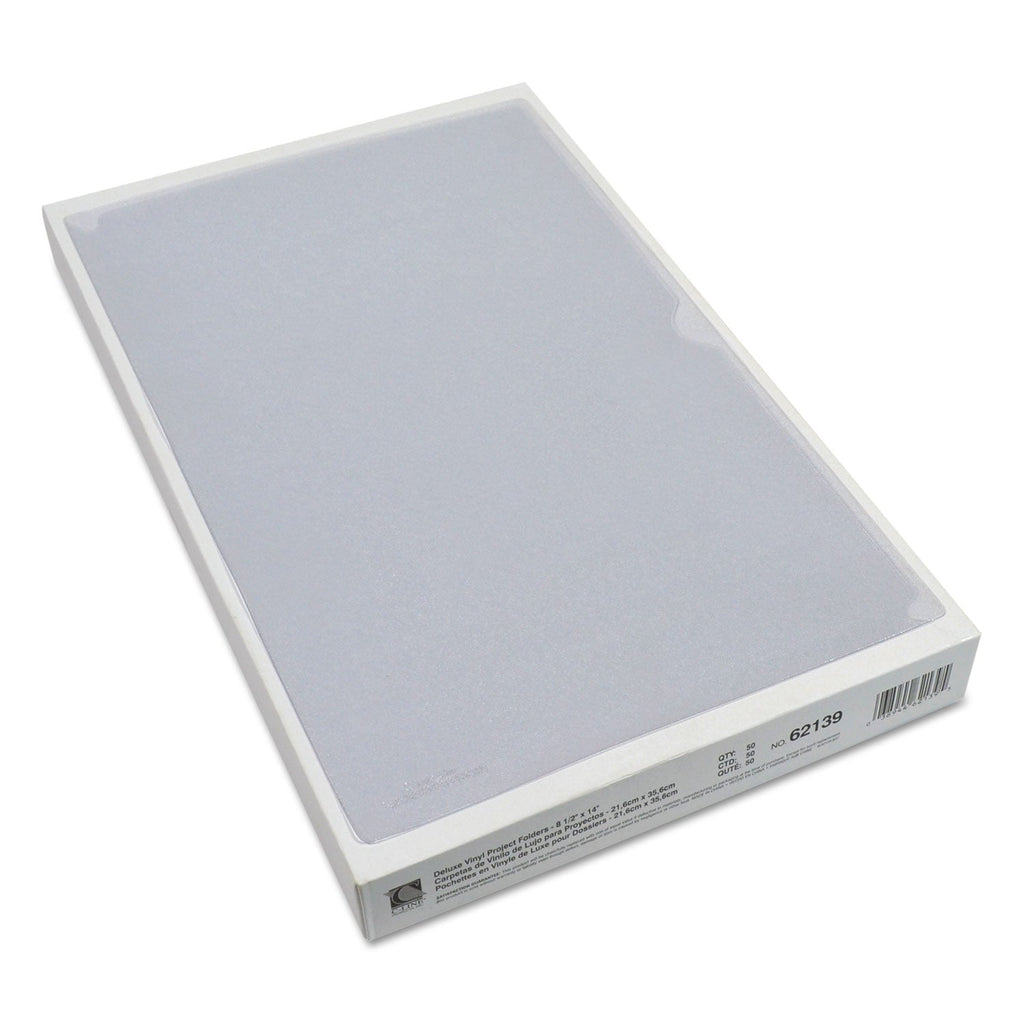 C-Line Deluxe Vinyl Project Folders, Legal Size, Clear, 50/Box