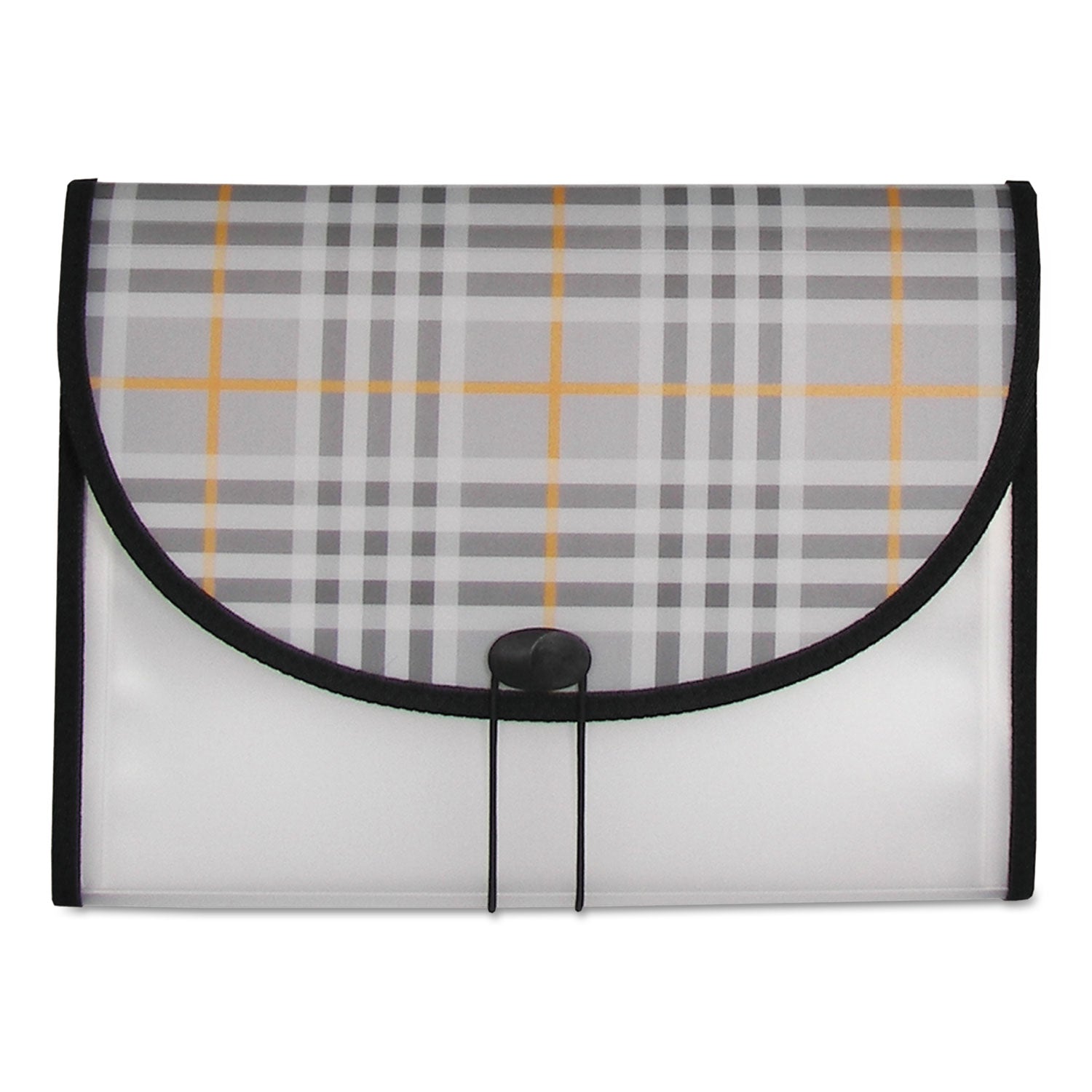 C-Line Plaid Design Expanding Files, 1.5" Expansion, 13 Sections, Cord/Hook Closure, 1/6-Cut Tabs, Letter Size, Gray Plaid