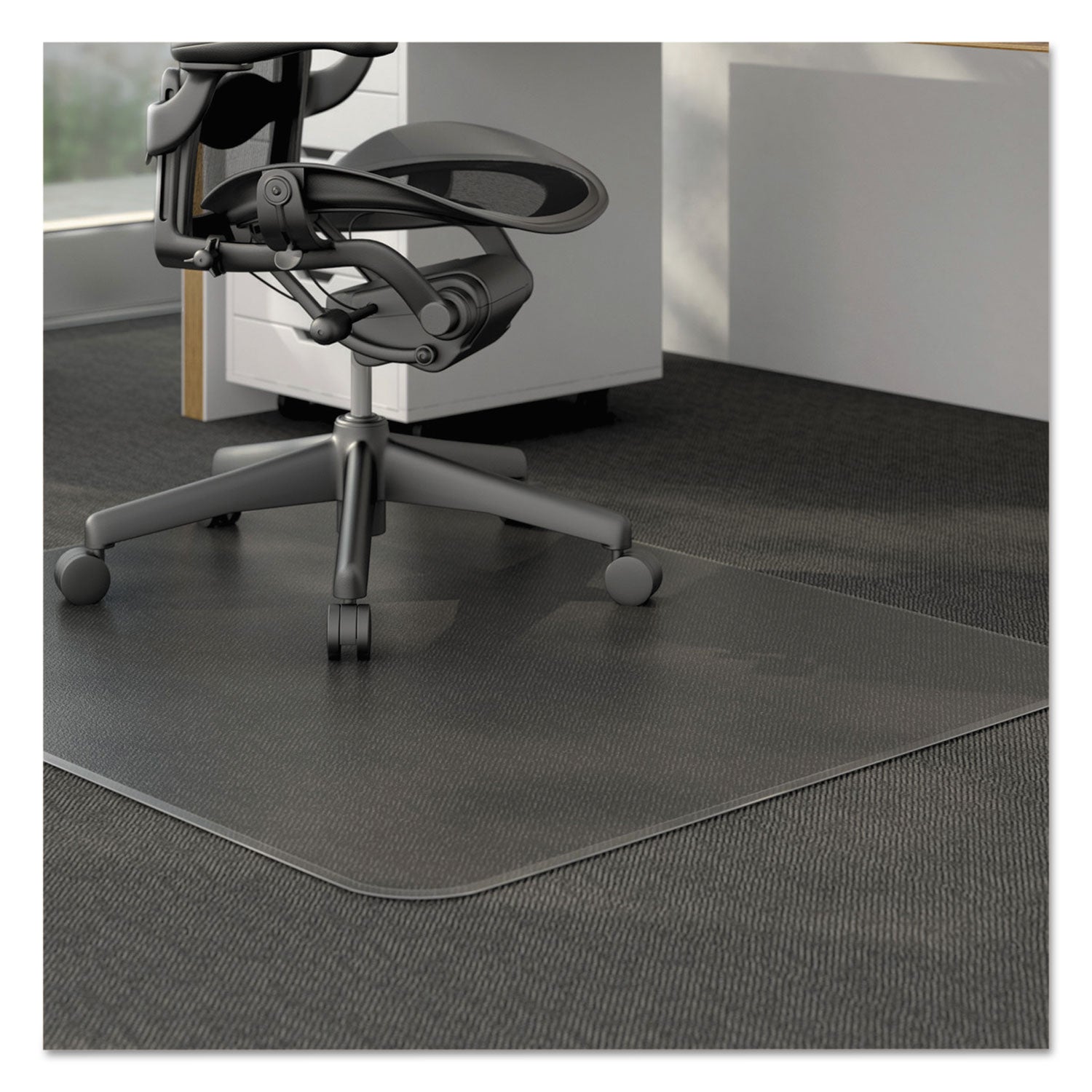 Alera Moderate Use Studded Chair Mat for Low Pile Carpet, 46 x 60, Rectangular, Clear