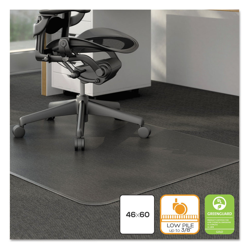 Alera Moderate Use Studded Chair Mat for Low Pile Carpet, 46 x 60, Rectangular, Clear