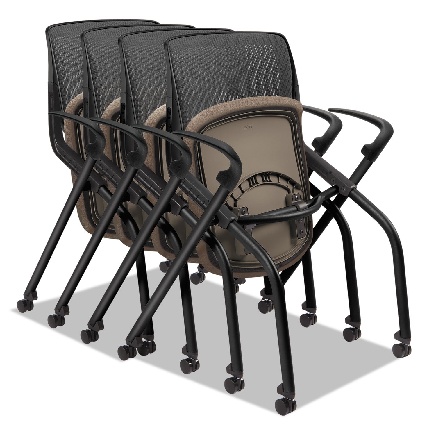 HON Motivate Nesting/Stacking Flex-Back Chair, Supports Up to 300 lb, Morel Seat, Black Back/Base