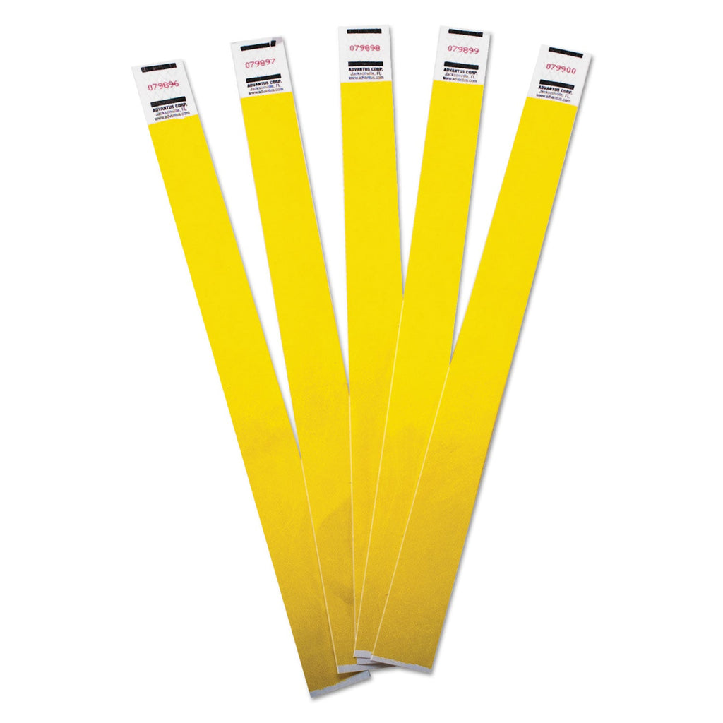 Advantus Crowd Management Wristbands, Sequentially Numbered, 9.75" x 0.75", Yellow, 500/Pack