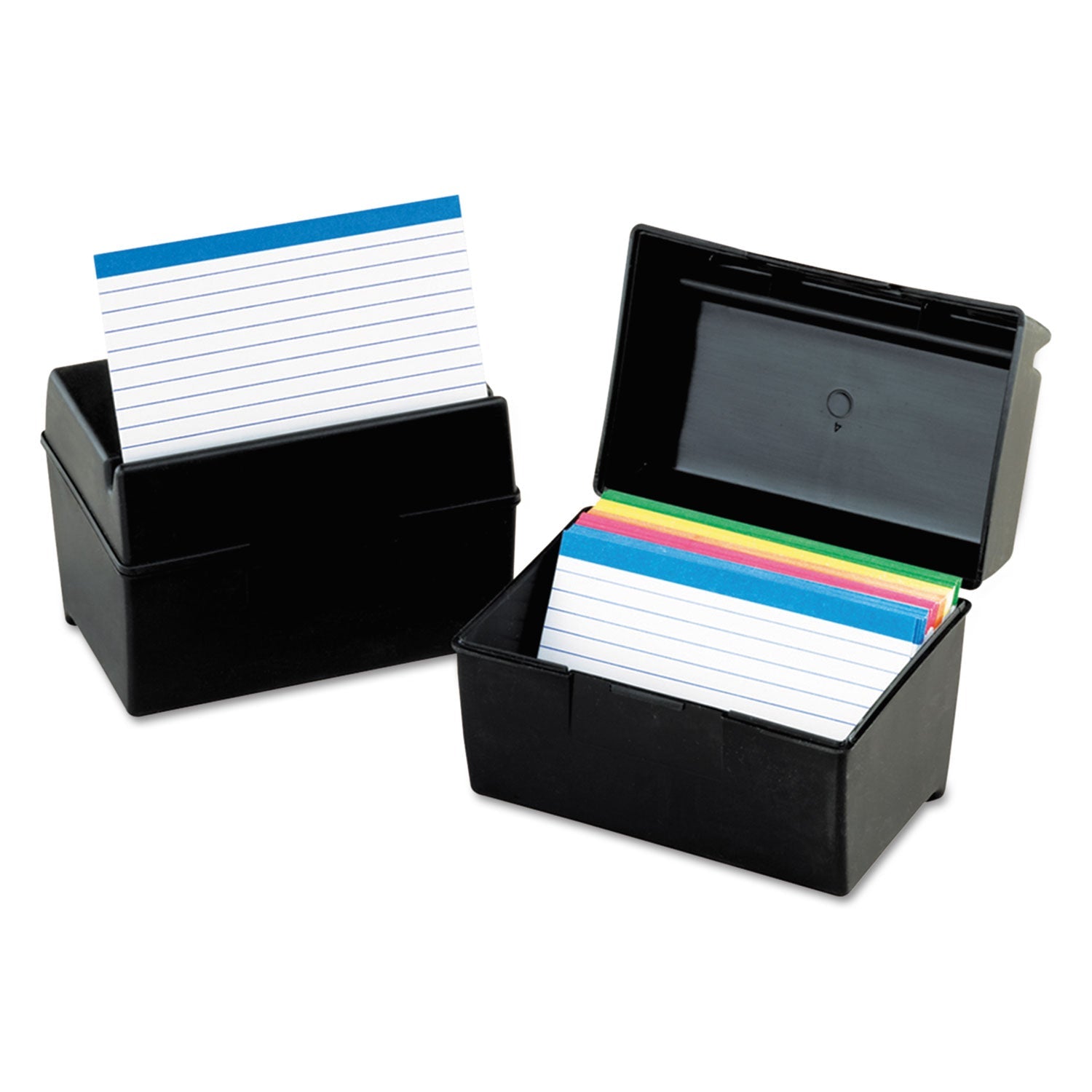 Oxford Plastic Index Card File, Holds 400 4 x 6 Cards, 6.5 x 4.78 x 5.25, Black