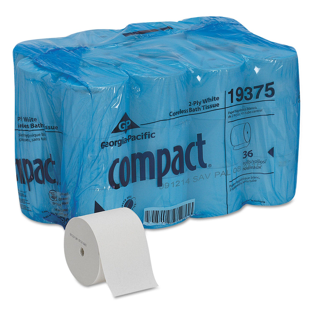 Georgia Pacific Coreless Bath Tissue, Septic Safe, 2-Ply, White, 1,000 Sheets/Roll, 36 Rolls/Carton