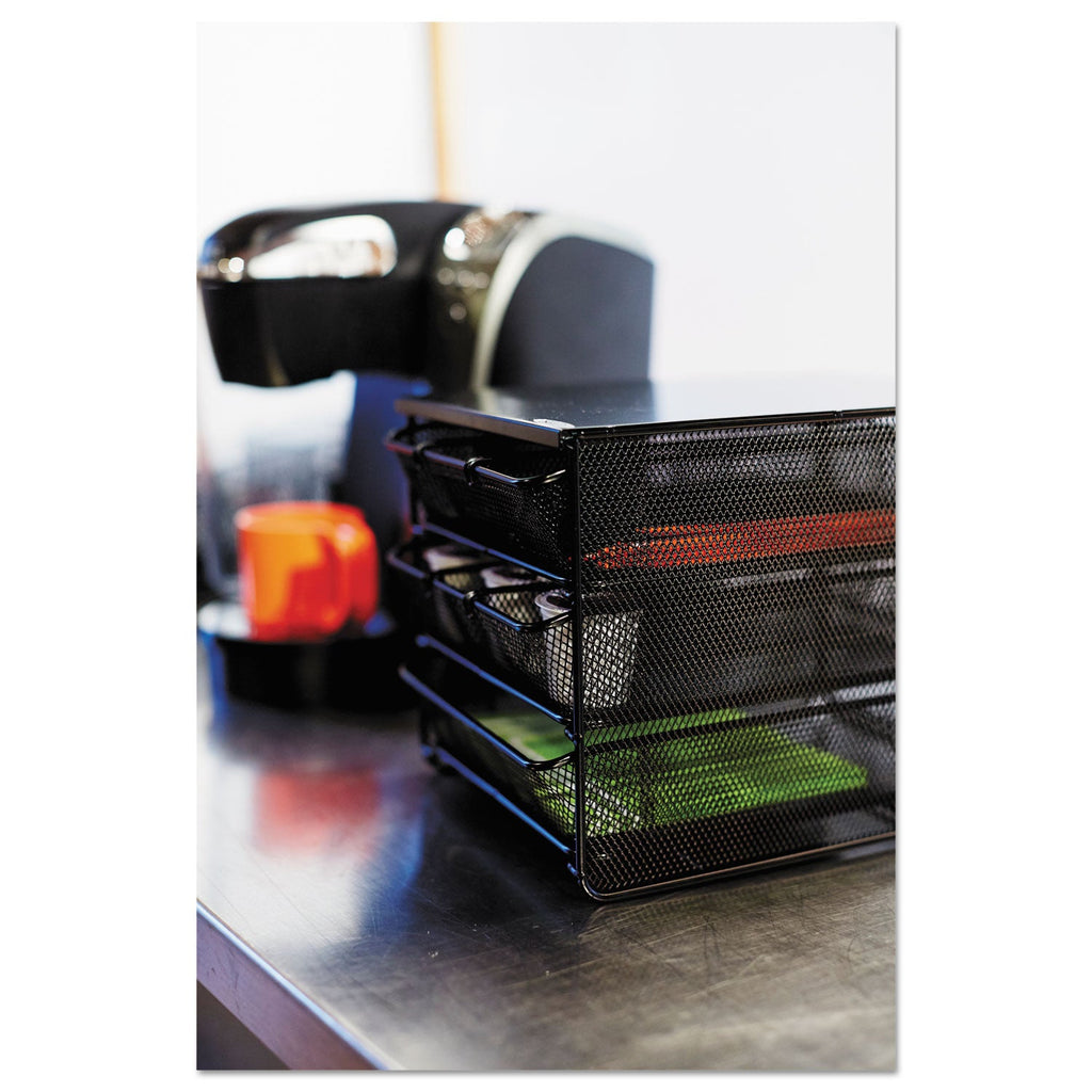 Safco 3 Drawer Hospitality Organizer, 7 Compartments, 11.5 x 8.25 x 8.25, Black