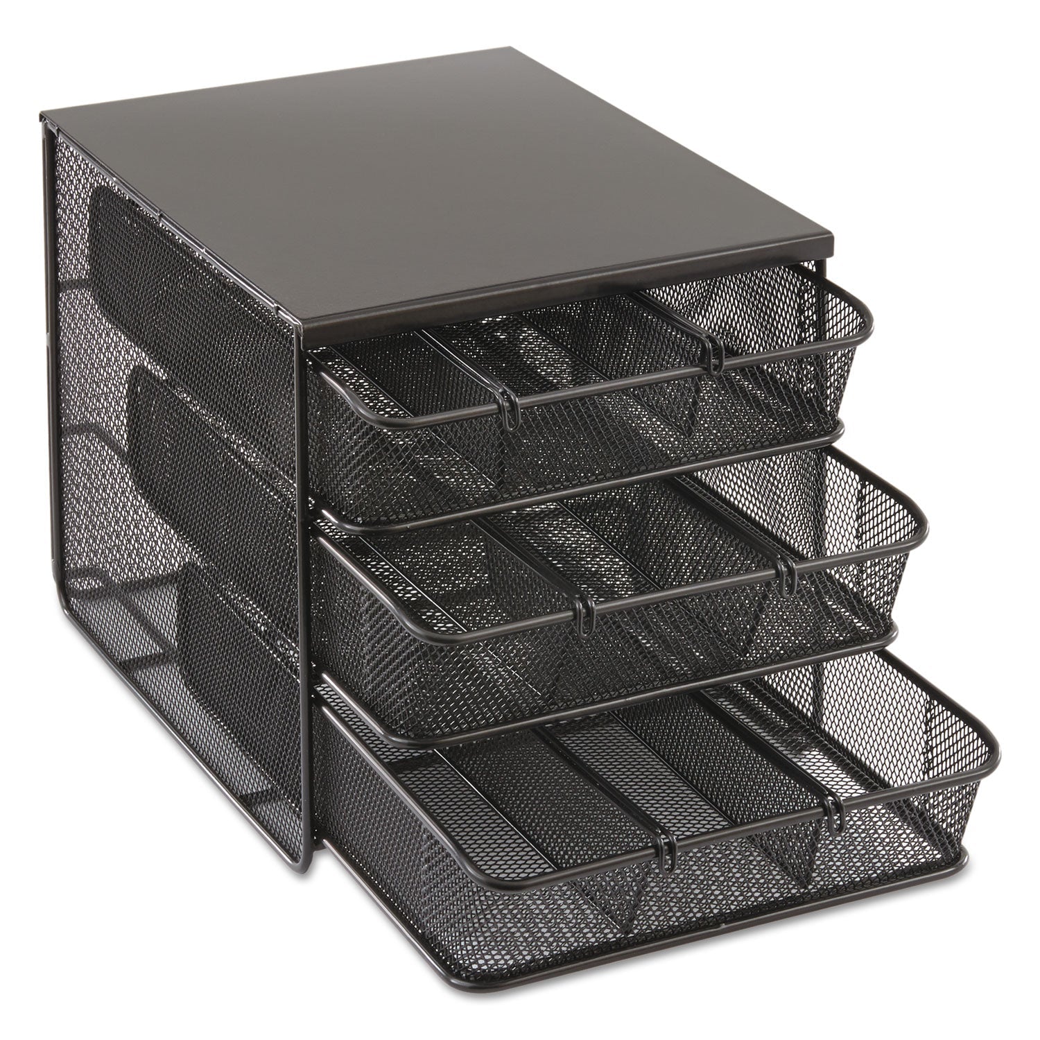 Safco 3 Drawer Hospitality Organizer, 7 Compartments, 11.5 x 8.25 x 8.25, Black