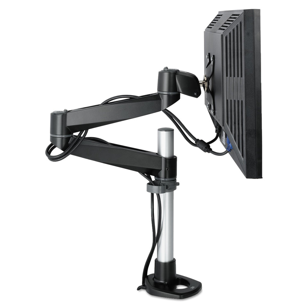 3M Dual Monitor Swivel Arm, 360 Degree Rotation, +15 Degree/-90 Degree Tilt, 180 Degree Pan, Black/Gray, Supports 30 lb