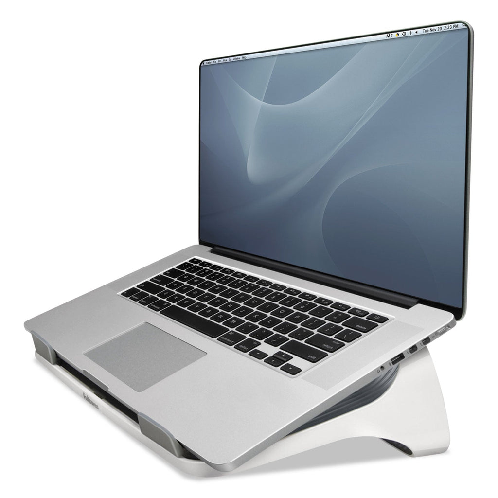Fellowes I-Spire Series Laptop Lift, 13.19" x 9.31" x 4.13", White/Gray, Supports 10 lbs