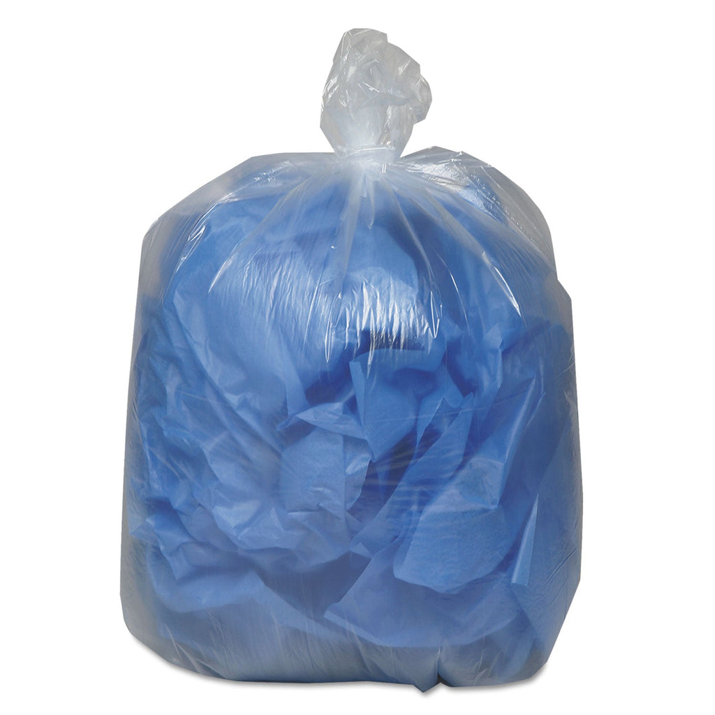 Earthsense Linear Low Density Clear Recycled Can Liners, 60 gal, 1.5 mil, 38" x 58", Clear, 100/Carton