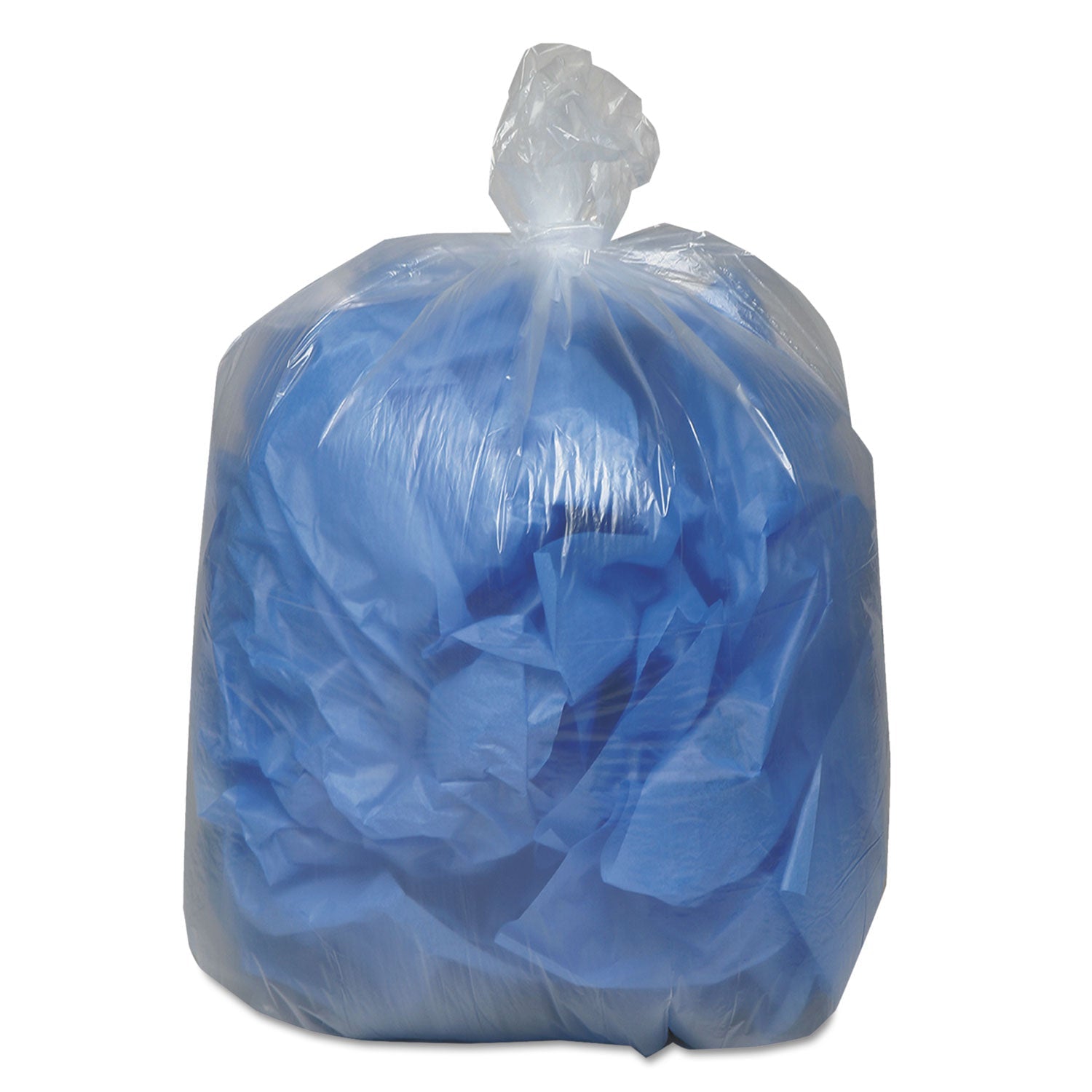 Earthsense Linear Low Density Clear Recycled Can Liners, 60 gal, 1.5 mil, 38" x 58", Clear, 100/Carton