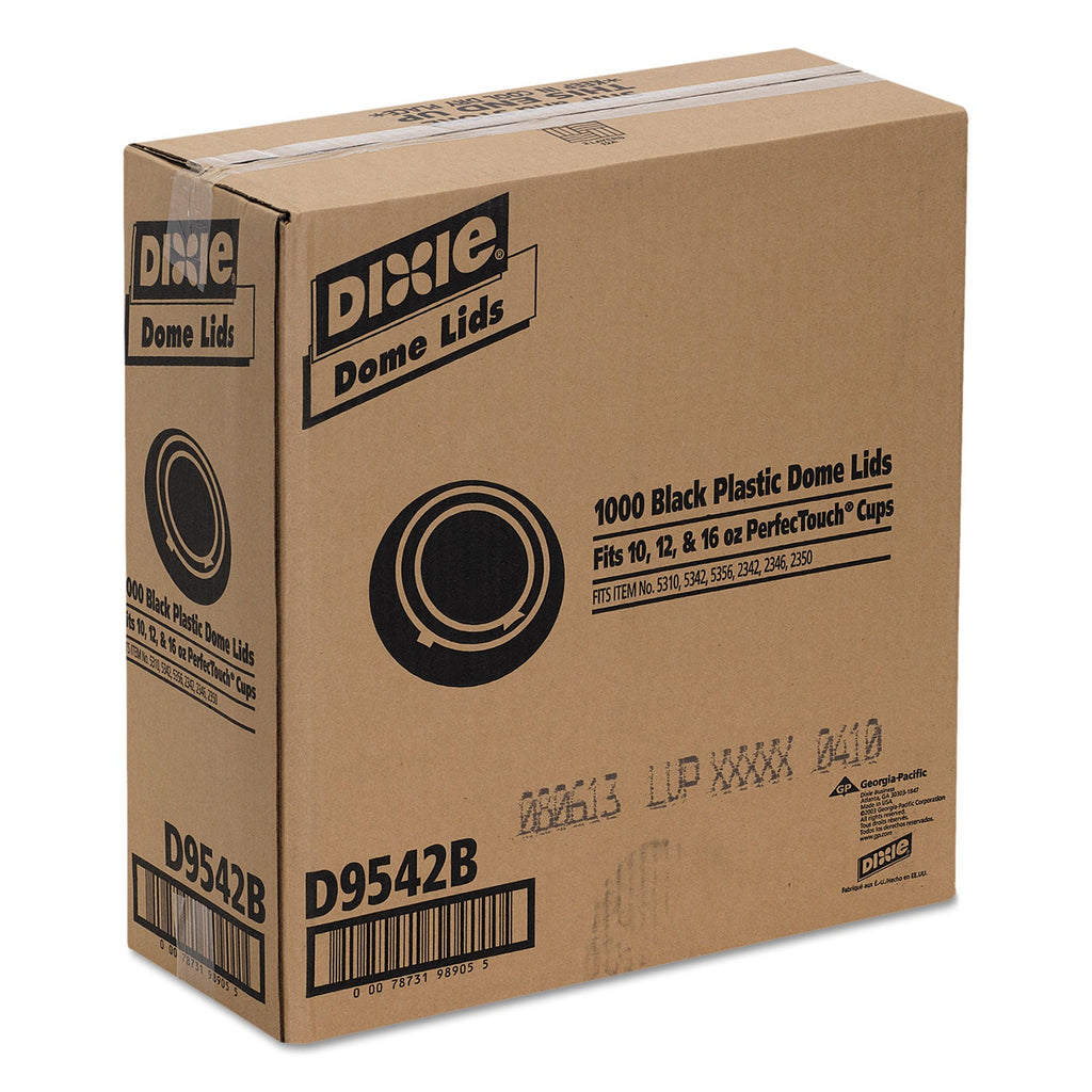 Dixie Drink-Thru Lids, Fits 10 oz to 20 oz Cups, Plastic, Black, 1,000/Carton