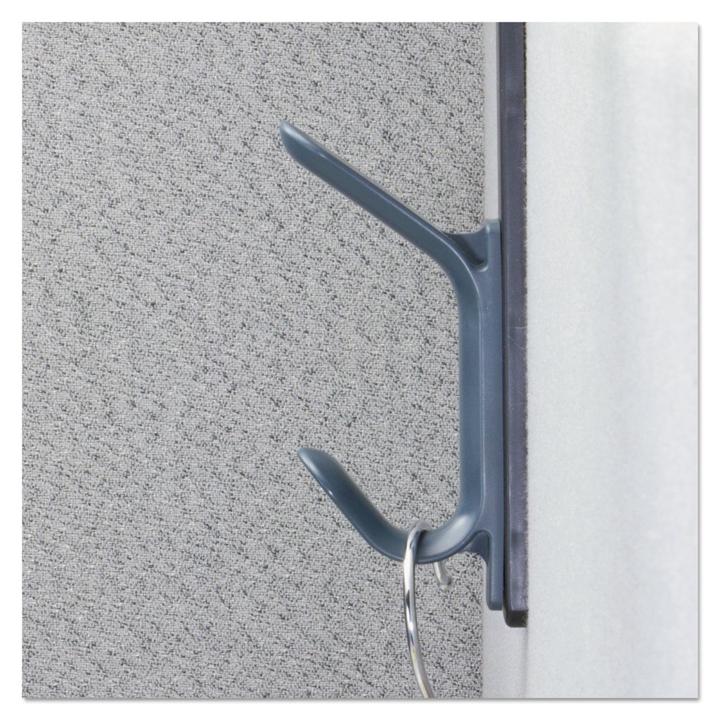 Universal Recycled Cubicle Double Coat Hook, Plastic, Charcoal