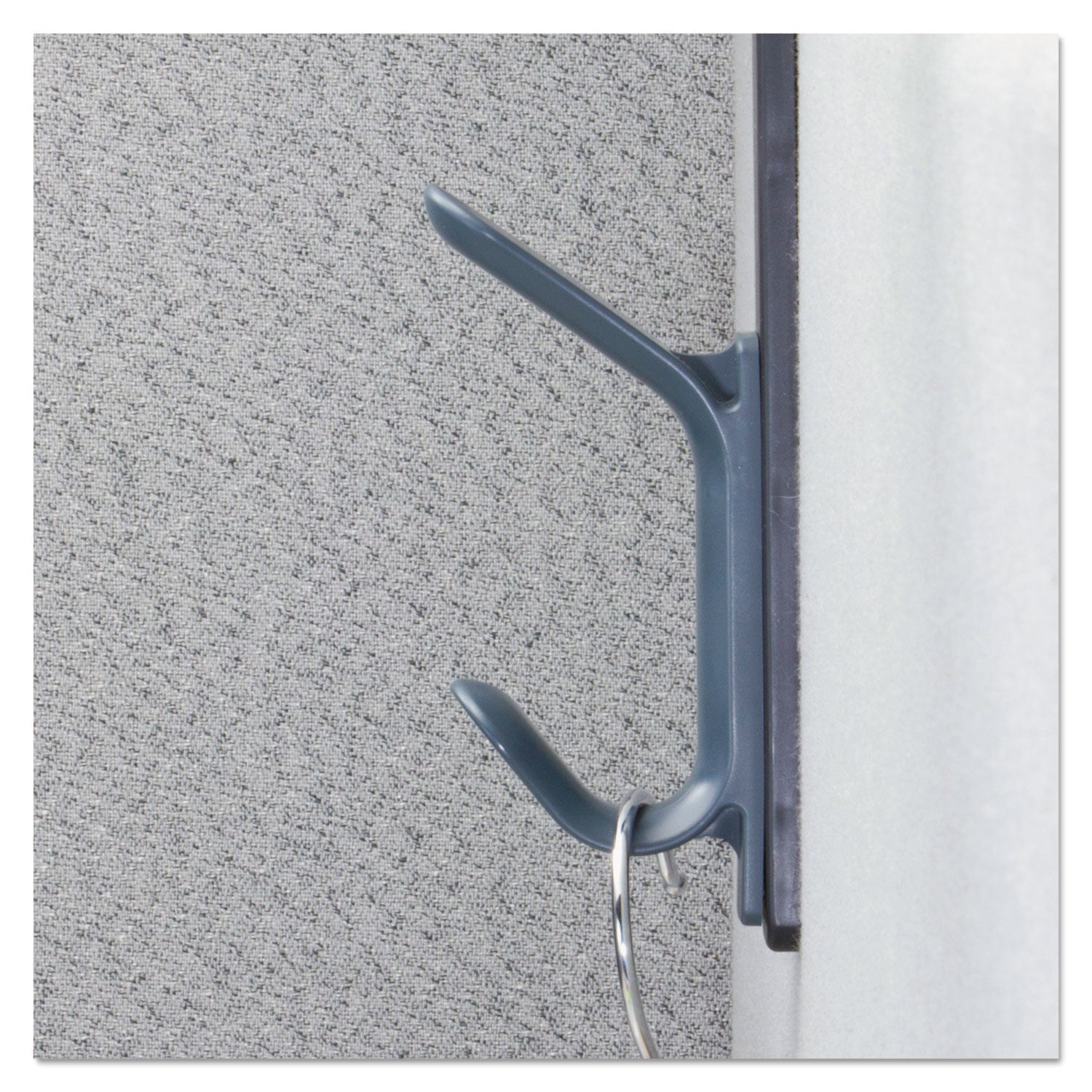 Universal Recycled Cubicle Double Coat Hook, Plastic, Charcoal