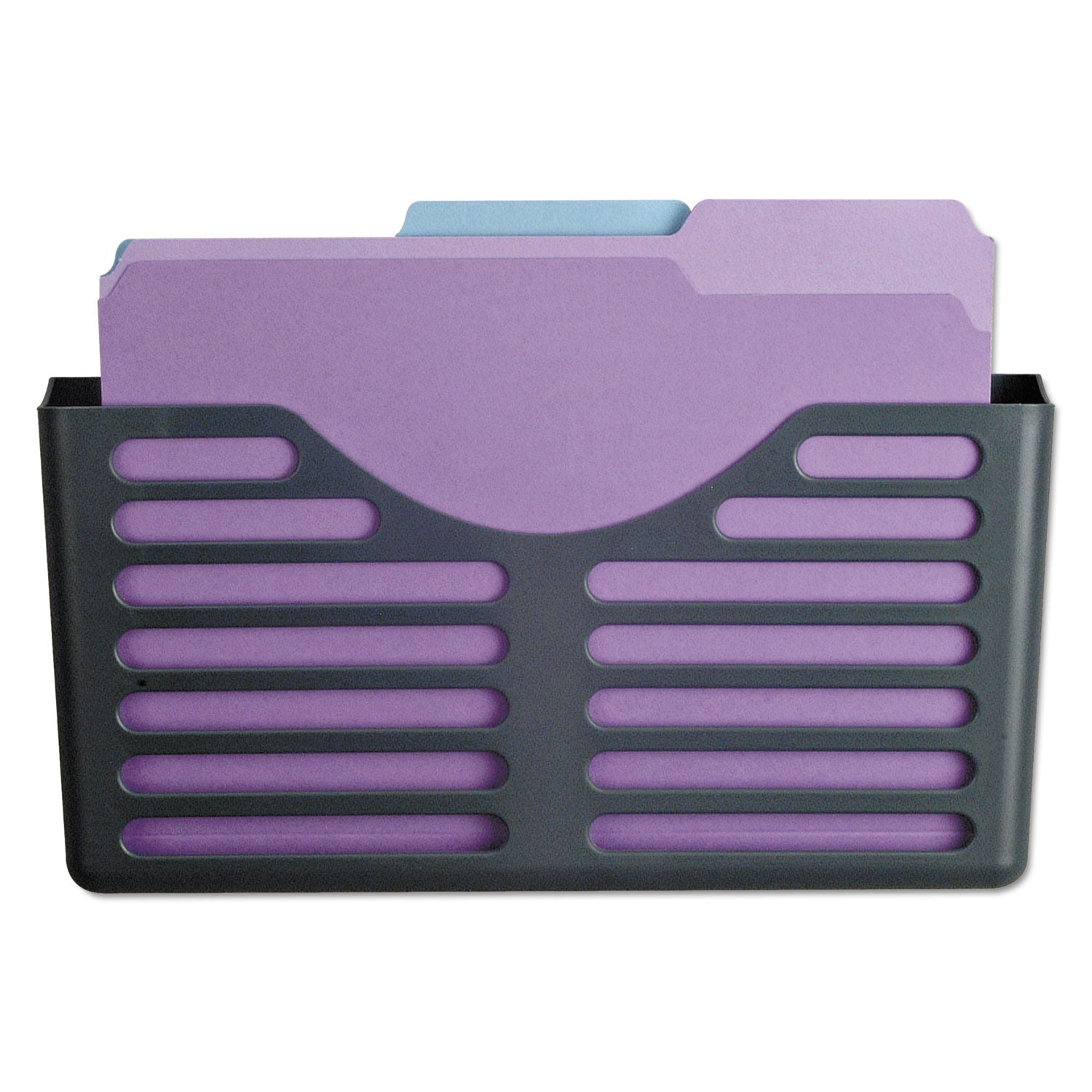 Universal Recycled Plastic Cubicle Single File Pocket, Cubicle Pins Mount, 13.5 x 3 x 7, Charcoal