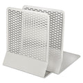 Artistic Urban Collection Punched Metal Bookends, Nonskid, 5.5 x 6.5 x 6.5, Perforated Steel, White, 1 Pair