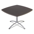 Iceberg iLand Table, Cafe-Height, Square Top, Contoured Edges, 42w x 42d x 29h, Gray Walnut/Silver