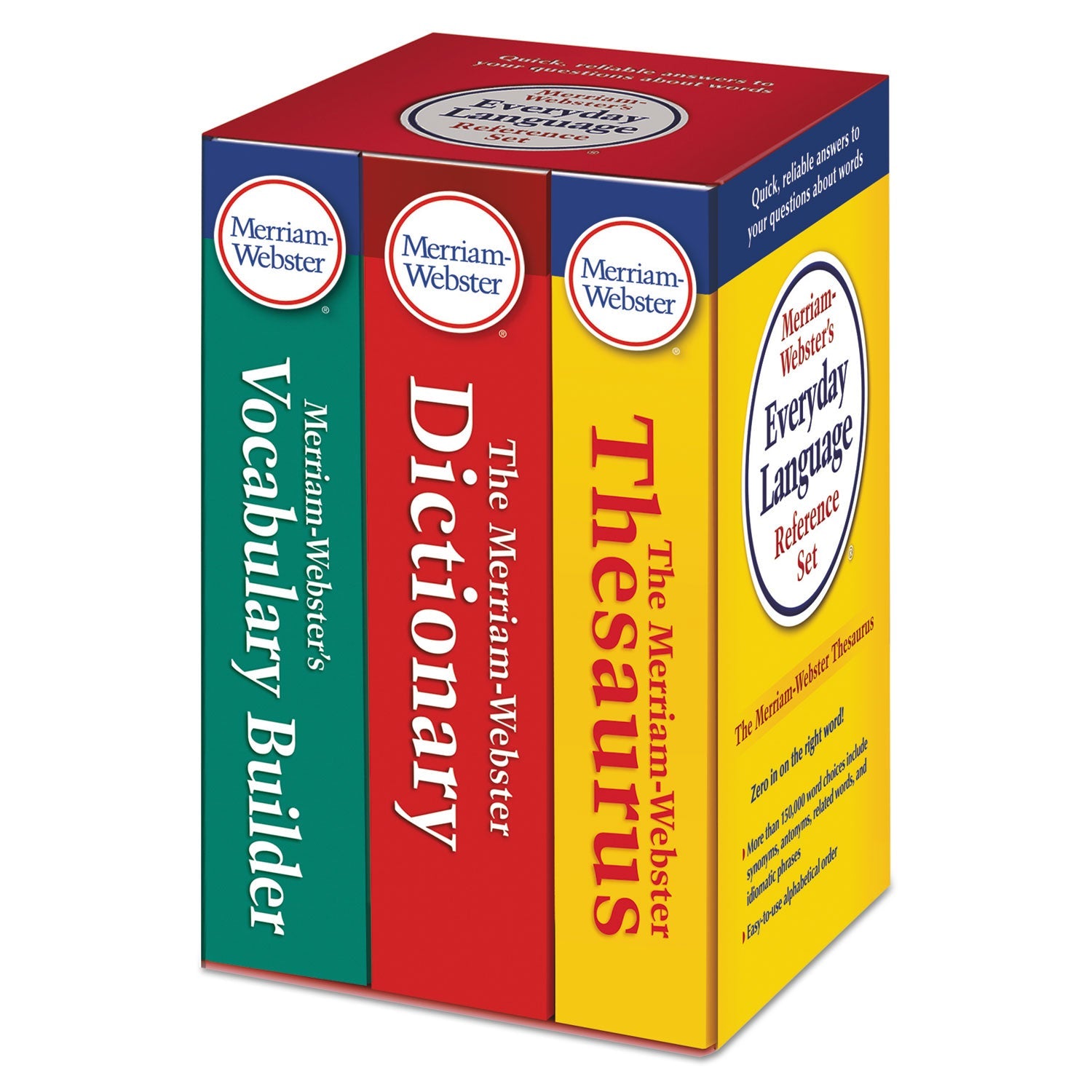 Merriam Webster Everyday Language Reference Set, Dictionary, Thesaurus, Vocabulary Builder
