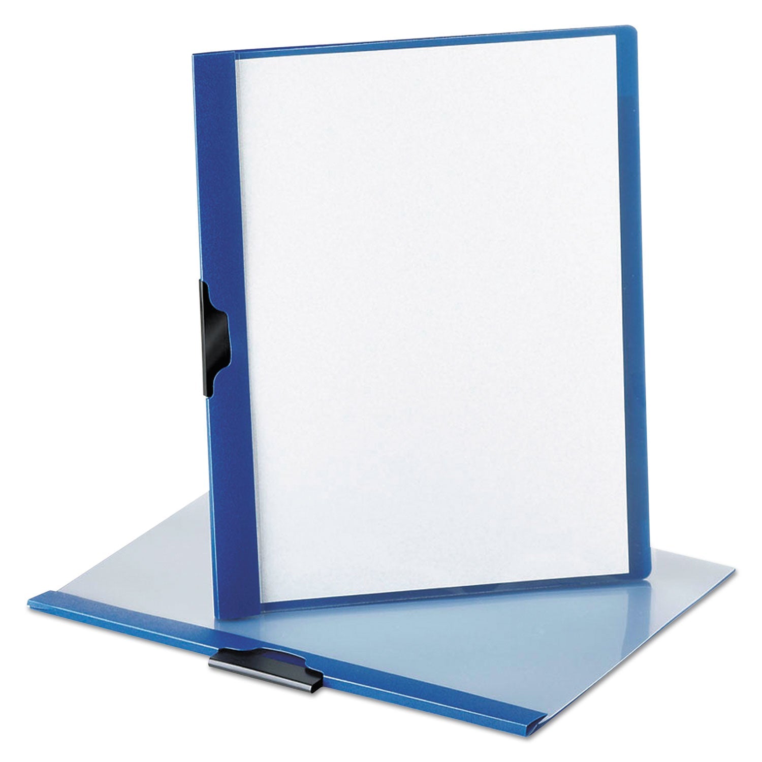 Oxford Ready Clip No-Punch Report Cover, Clip Fastener, 8.5 x 11, Clear/Dark Blue