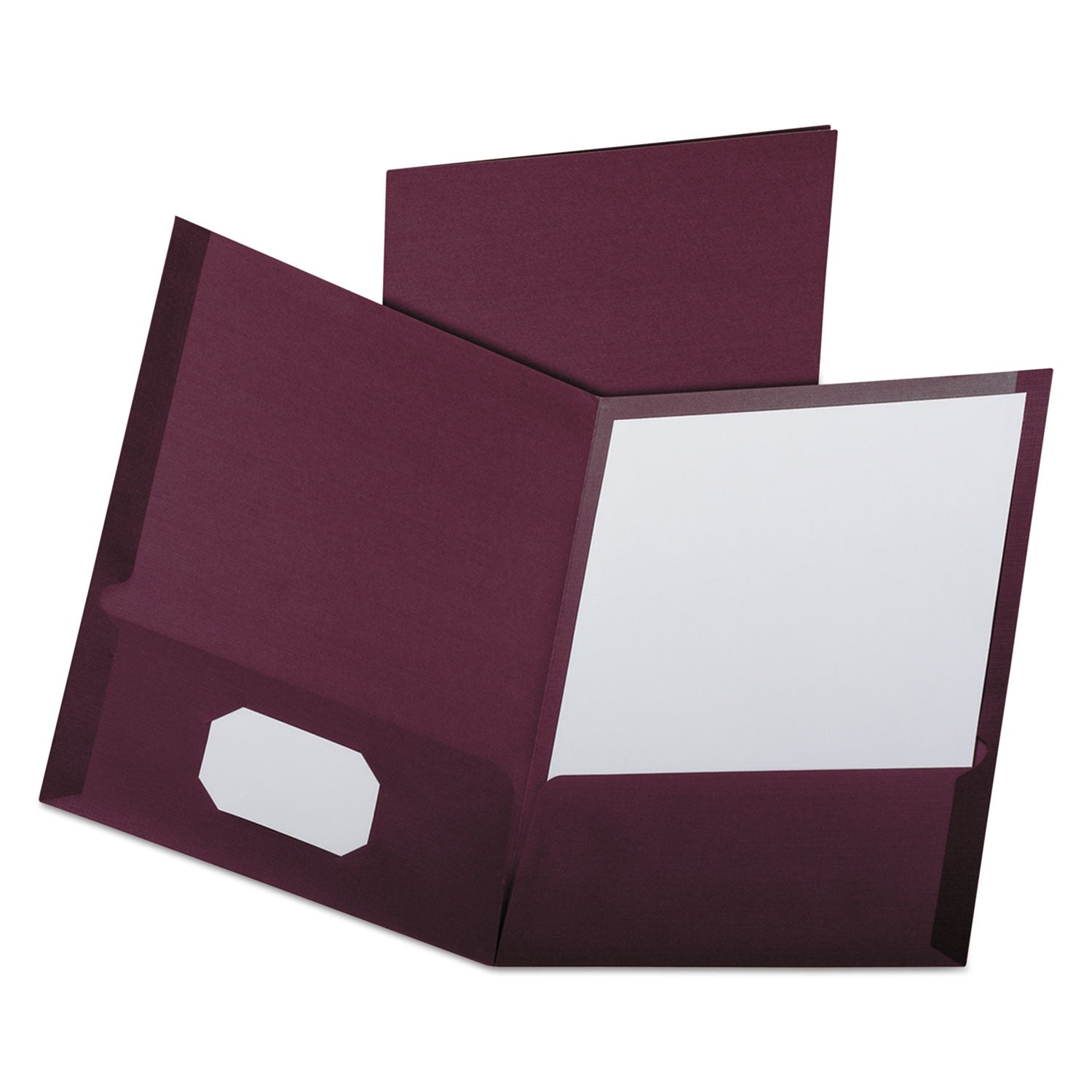 Oxford Linen Finish Twin Pocket Folders, 100-Sheet Capacity, 11 x 8.5, Burgundy, 25/Box