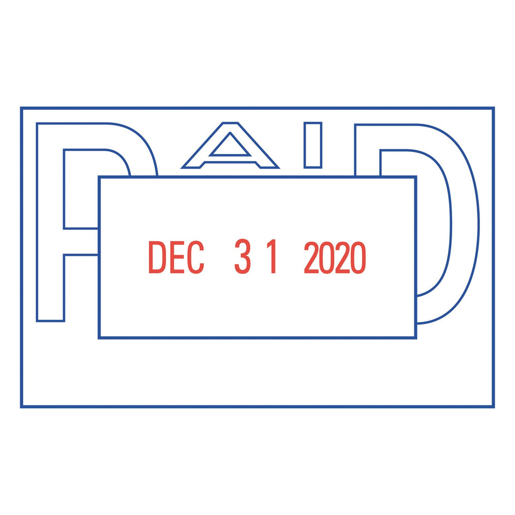 Xstamper VersaDater Message Dater, 2.13 x 1.31, PAID, Blue/Red