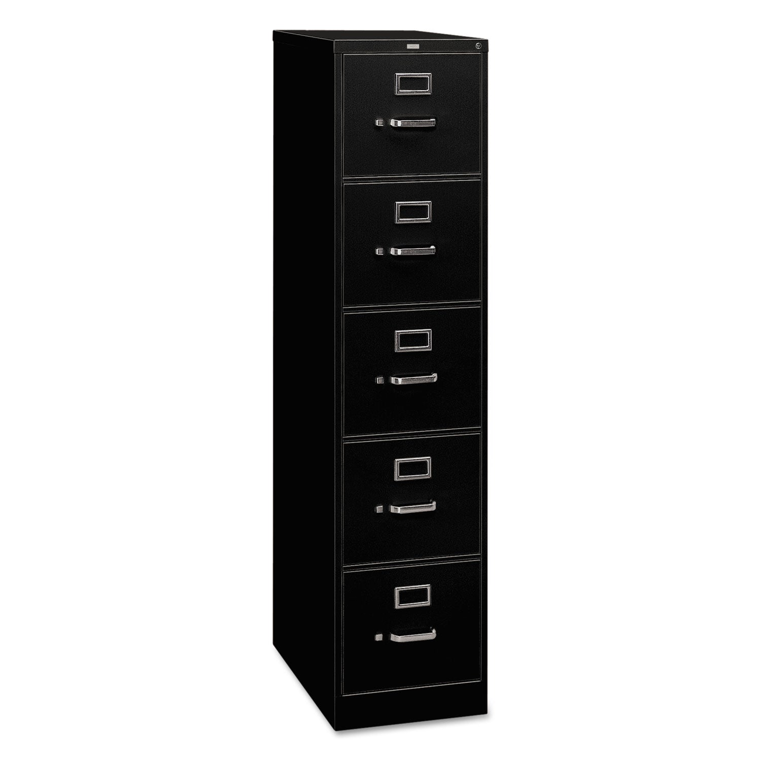 HON 310 Series Vertical File, 5 Legal-Size File Drawers, Black, 18.25" x 26.5" x 60"